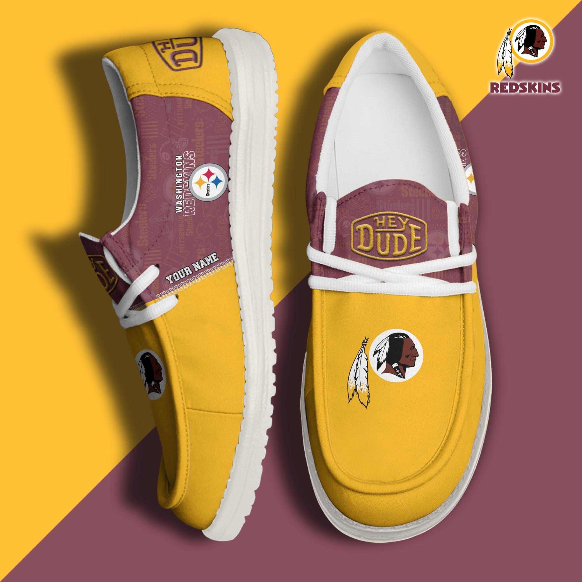 Washington Redskins Sport Hey Dude Canvas Loafer Shoes 2024 Version Custom Your Name, Football Shoes, Sport Gifts For Lovers ETRG-61672