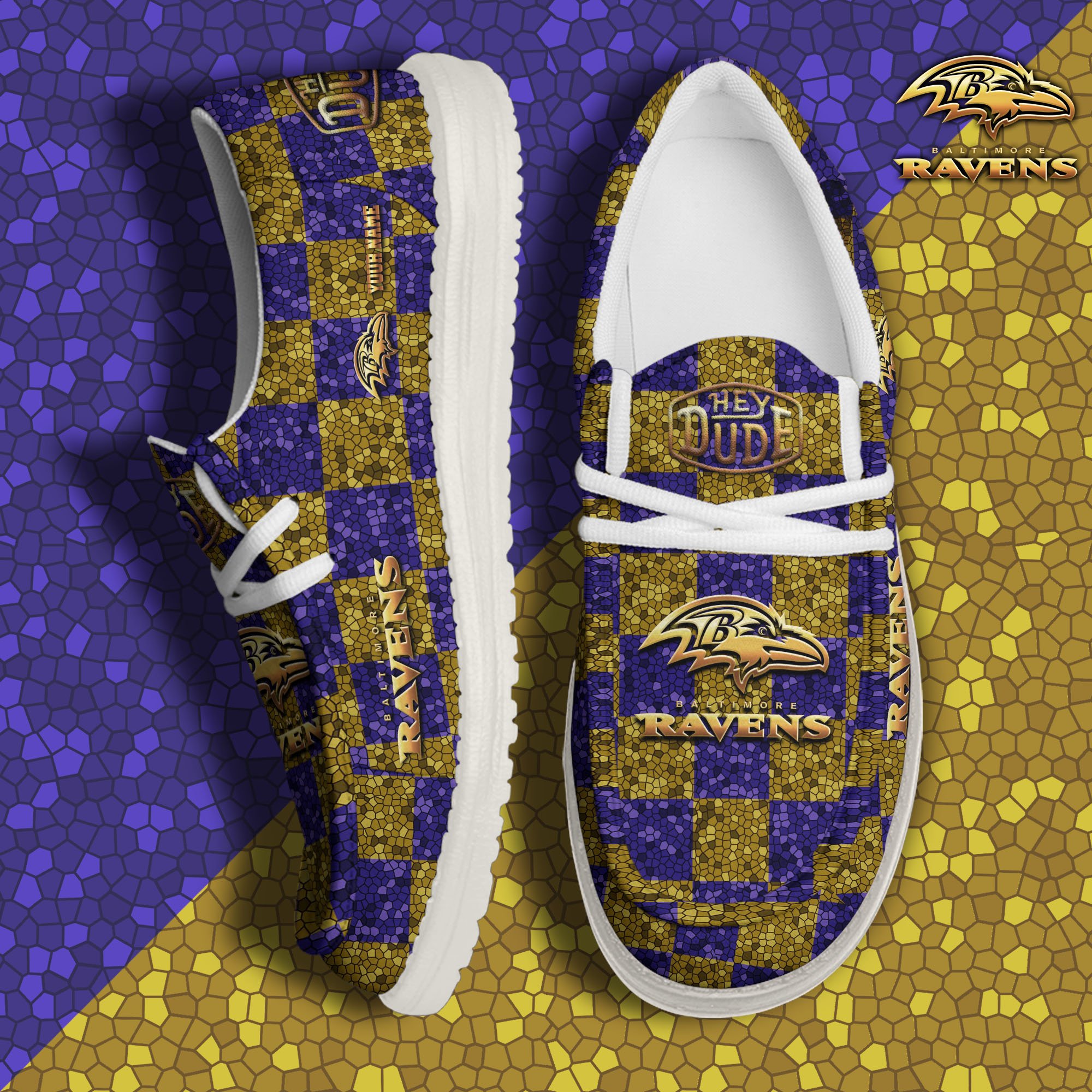 Baltimore Ravens Hey Dude Canvas Loafer Shoes 2024 Version Custom Your Name, Football Shoes For Fans, Sport Gifts ETRG-61670