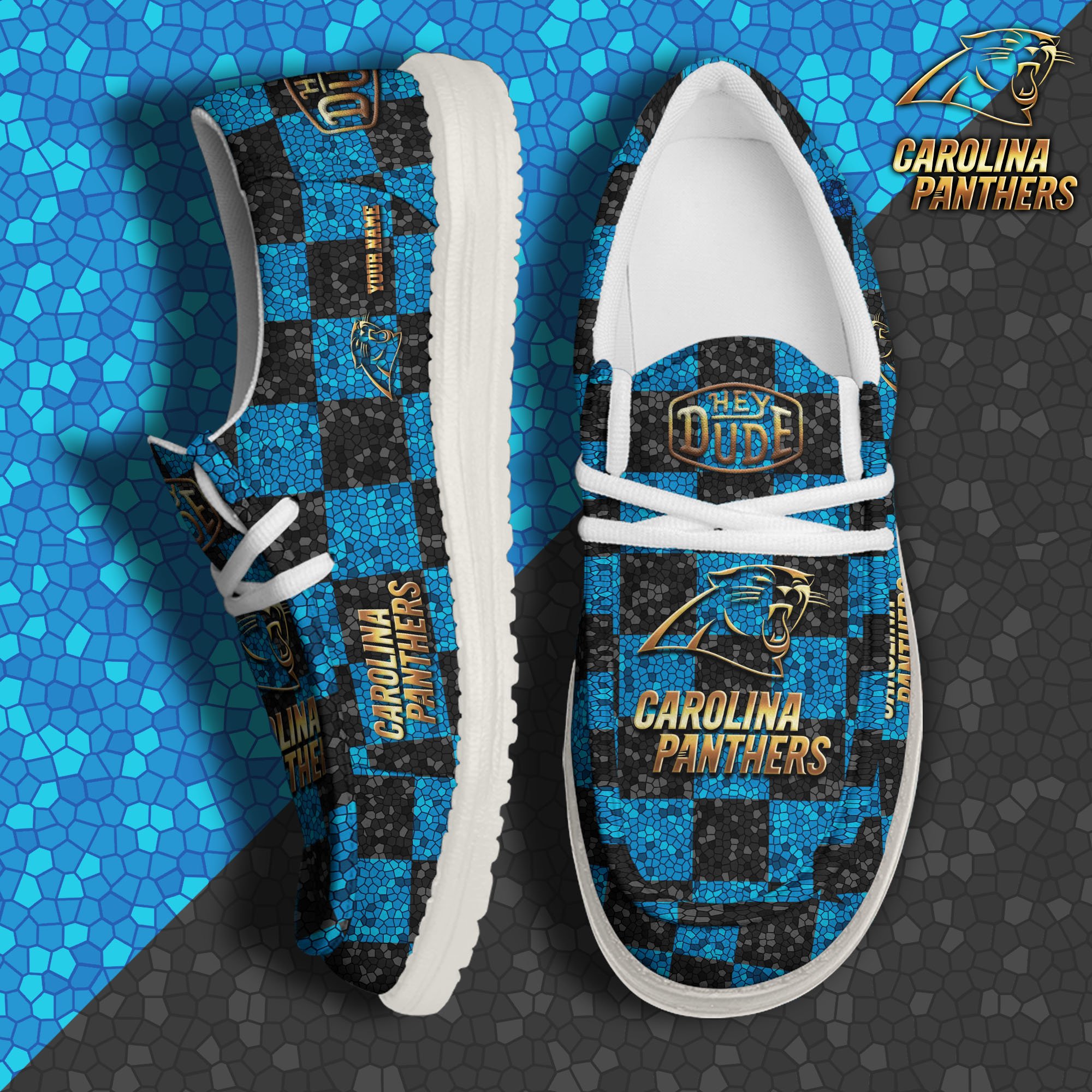 Carolina Panthers Hey Dude Canvas Loafer Shoes 2024 Version Custom Your Name, Football Shoes For Fans, Sport Gifts ETRG-61670