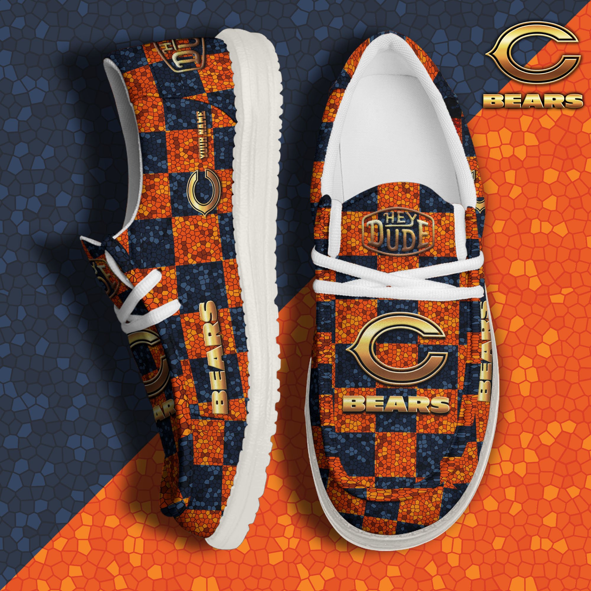 Chicago Bears Hey Dude Canvas Loafer Shoes 2024 Version Custom Your Name, Football Shoes For Fans, Sport Gifts ETRG-61670