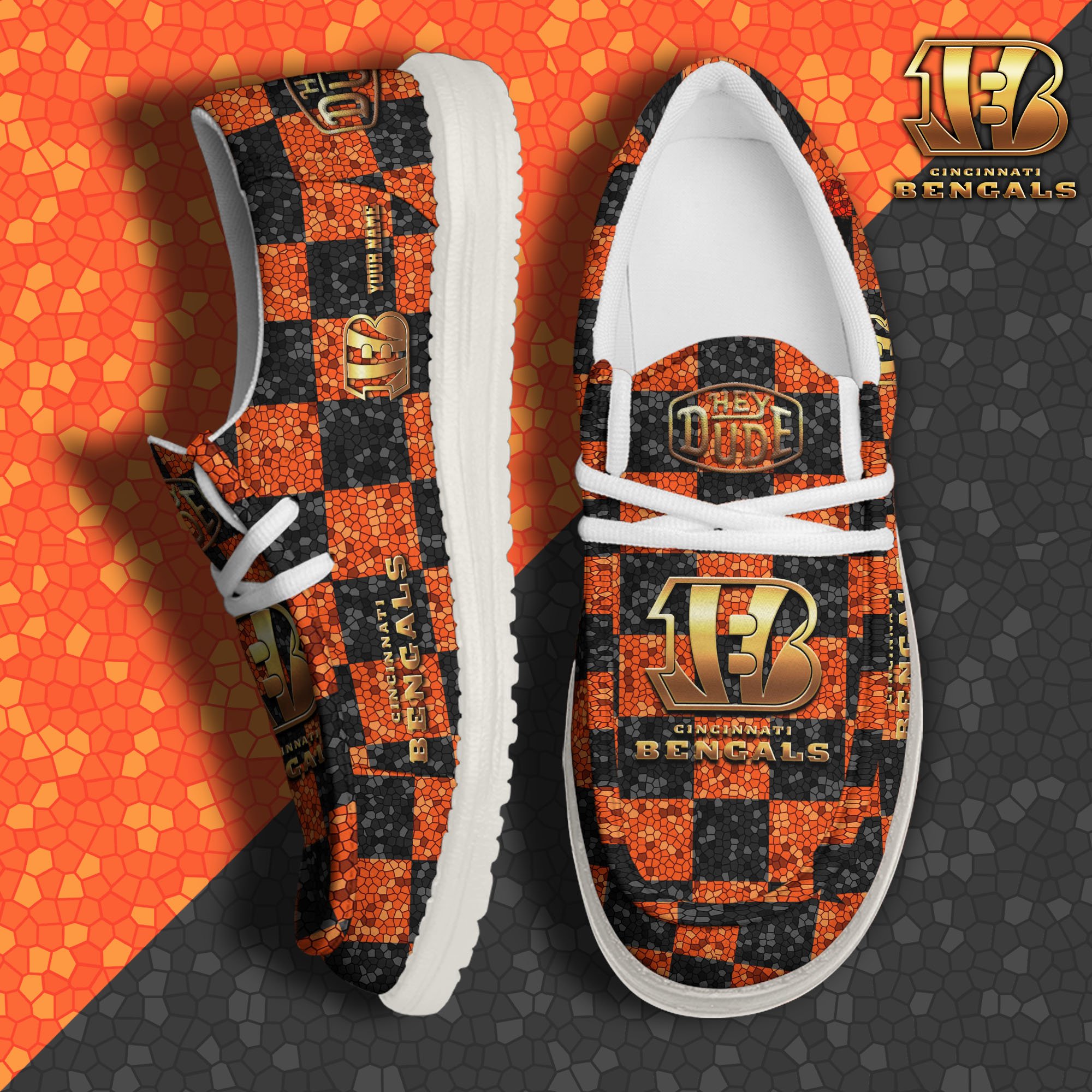 Cincinnati Bengals Hey Dude Canvas Loafer Shoes 2024 Version Custom Your Name, Football Shoes For Fans, Sport Gifts ETRG-61670