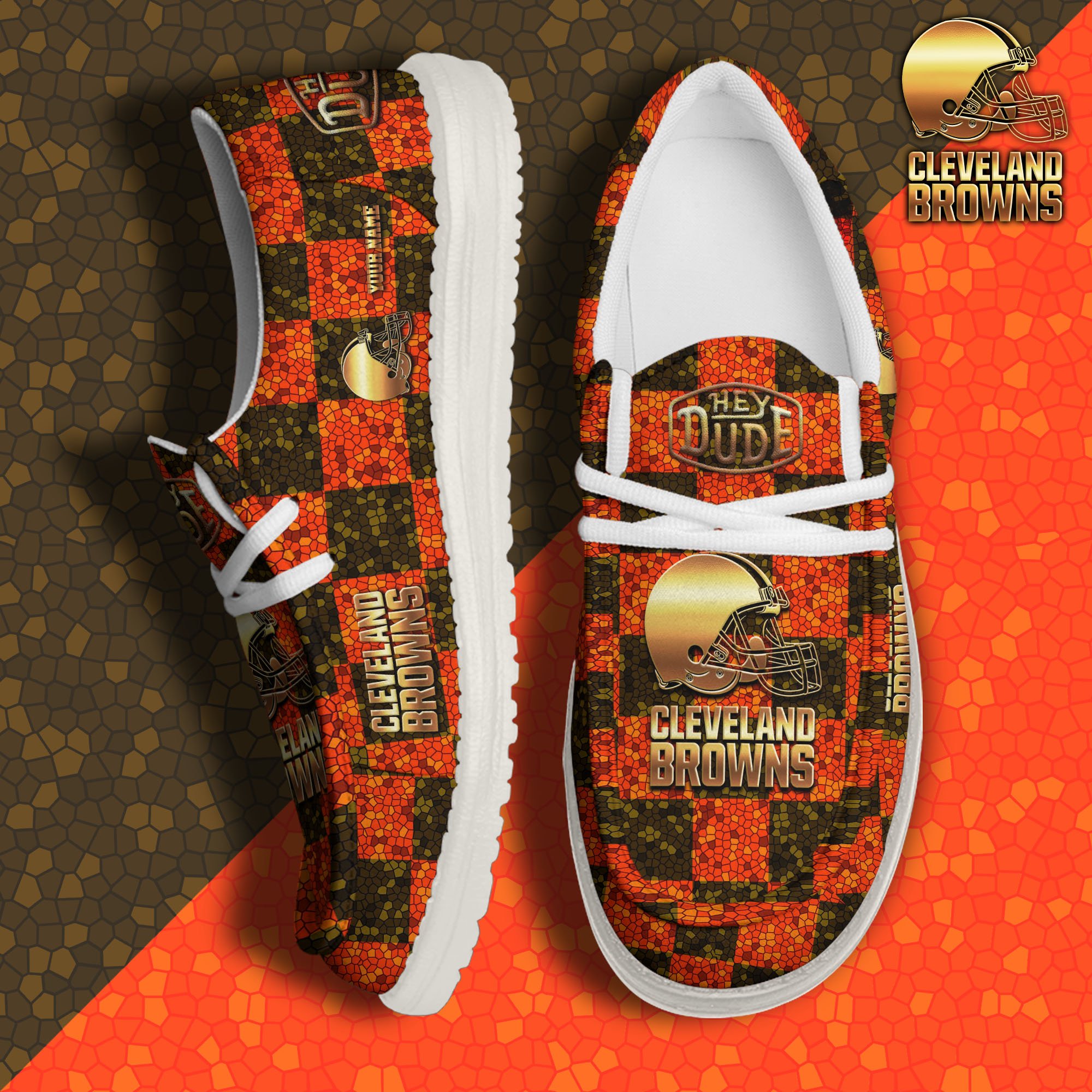 Cleveland Browns Hey Dude Canvas Loafer Shoes 2024 Version Custom Your Name, Football Shoes For Fans, Sport Gifts ETRG-61670