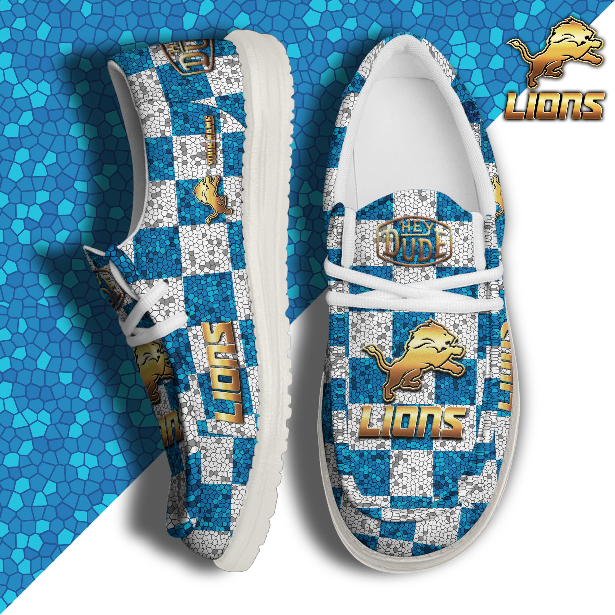 Detroit Lions Hey Dude Canvas Loafer Shoes 2024 Version Custom Your Name, Football Shoes For Fans, Sport Gifts ETRG-61670