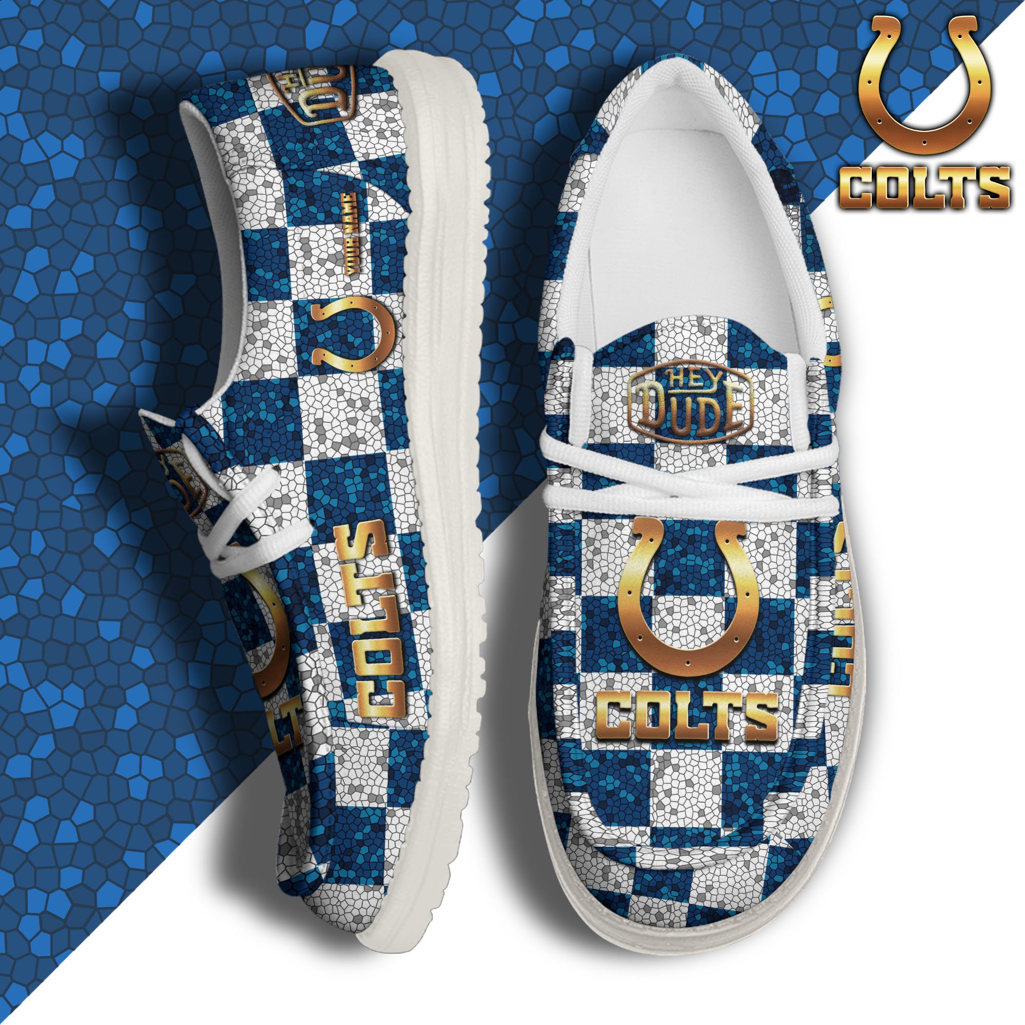 Indianapolis Colts Hey Dude Canvas Loafer Shoes 2024 Version Custom Your Name, Football Shoes For Fans, Sport Gifts ETRG-61670