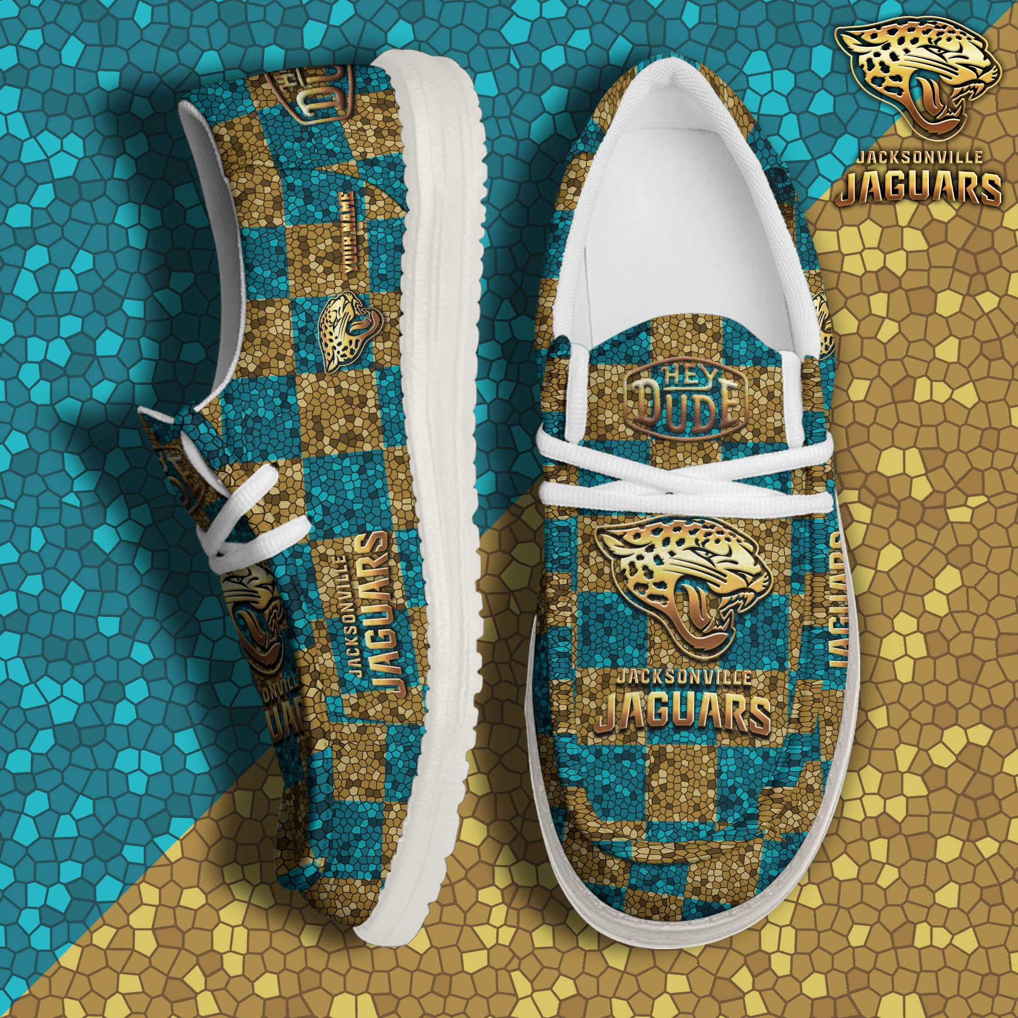 Jacksonville Jaguars Hey Dude Canvas Loafer Shoes 2024 Version Custom Your Name, Football Shoes For Fans, Sport Gifts ETRG-61670