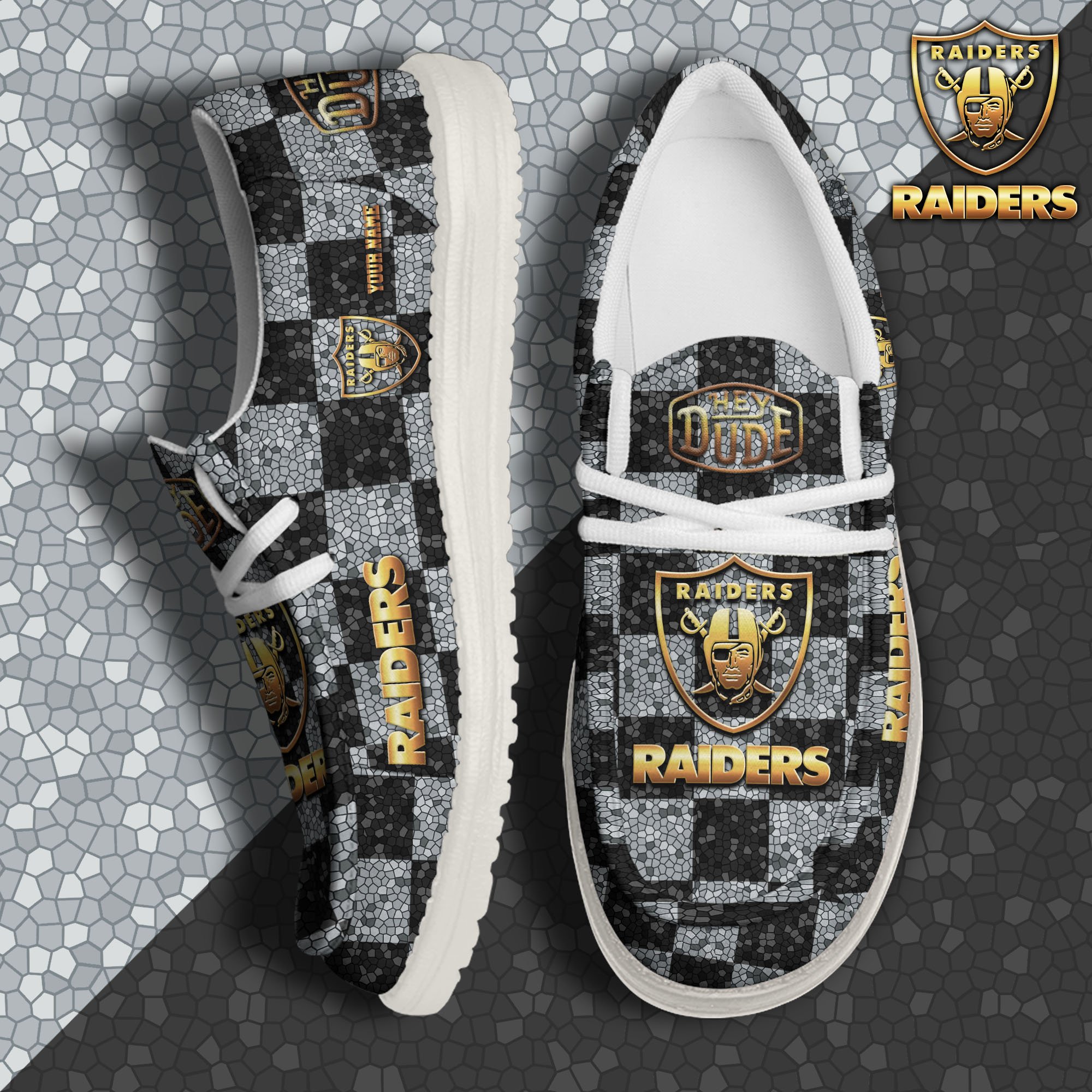 01 Las Vegas Raiders Hey Dude Canvas Loafer Shoes 2024 Version Custom Your Name, Football Shoes For Fans, Sport Gifts ETRG-61670