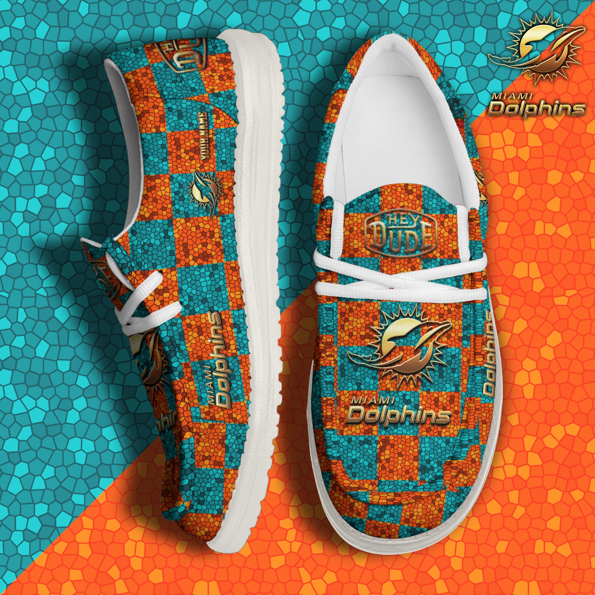 Miami Dolphins Hey Dude Canvas Loafer Shoes 2024 Version Custom Your Name, Football Shoes For Fans, Sport Gifts ETRG-61670