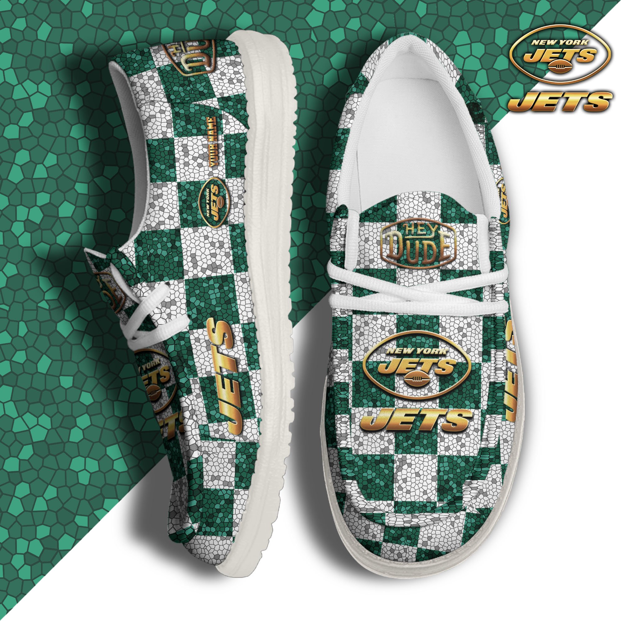 New York Jets Hey Dude Canvas Loafer Shoes 2024 Version Custom Your Name, Football Shoes For Fans, Sport Gifts ETRG-61670