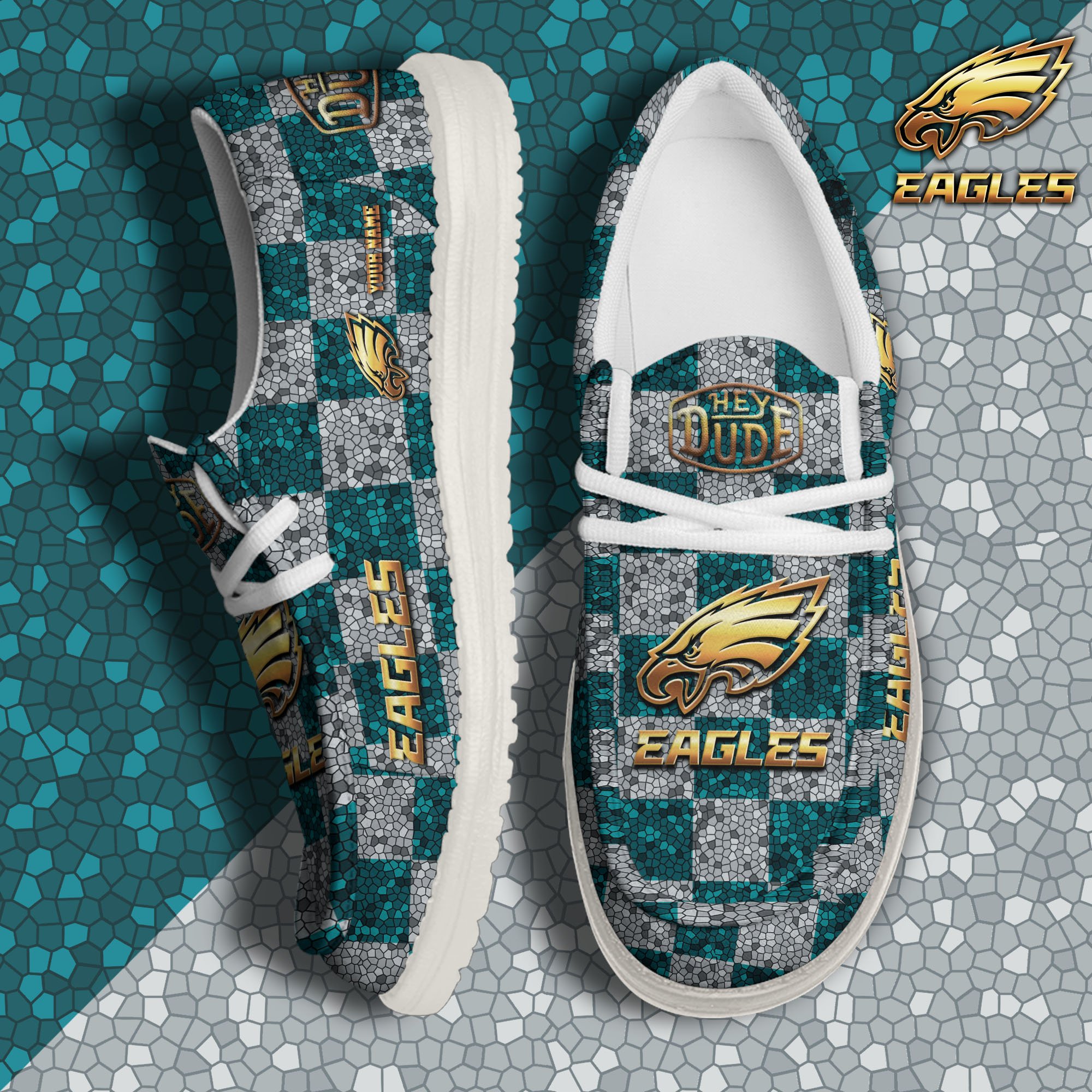 01 Philadelphia Eagles Hey Dude Canvas Loafer Shoes 2024 Version Custom Your Name, Football Shoes For Fans, Sport Gifts ETRG-61670