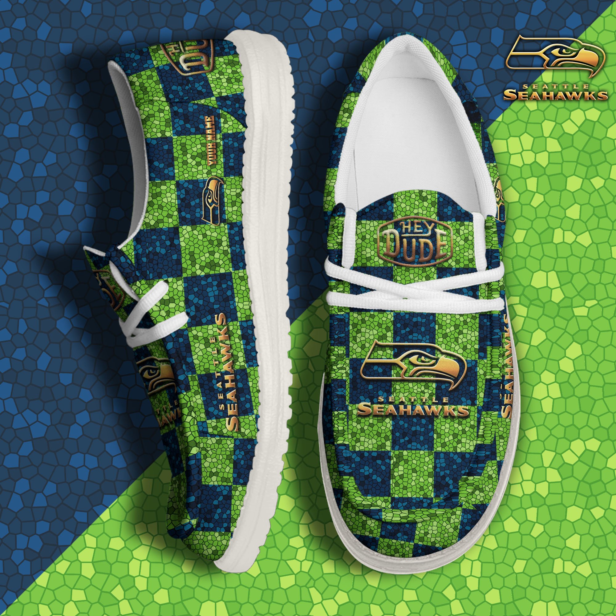 Seattle Seahawks Hey Dude Canvas Loafer Shoes 2024 Version Custom Your Name, Football Shoes For Fans, Sport Gifts ETRG-61670