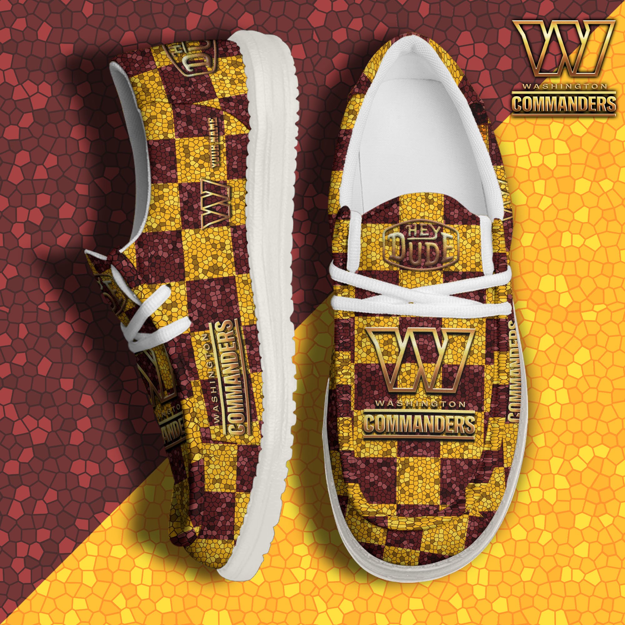 01 Washington Commanders Hey Dude Canvas Loafer Shoes 2024 Version Custom Your Name, Football Shoes For Fans, Sport Gifts ETRG-61670