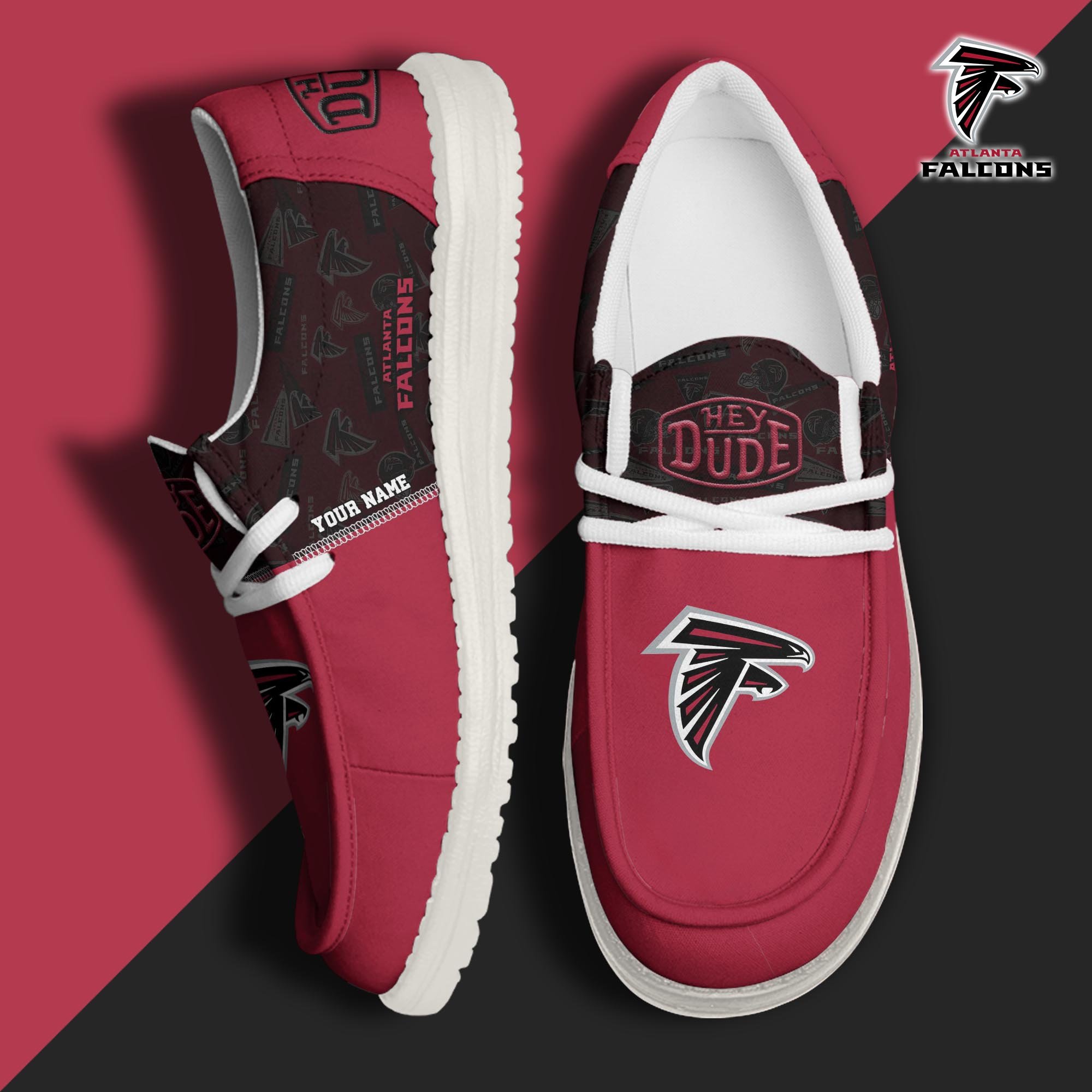 Atlanta Falcons Sport Hey Dude Canvas Loafer Shoes 2024 Version Custom Your Name, Football Shoes, Sport Team Shoes, Sport Gifts ETRG-61673