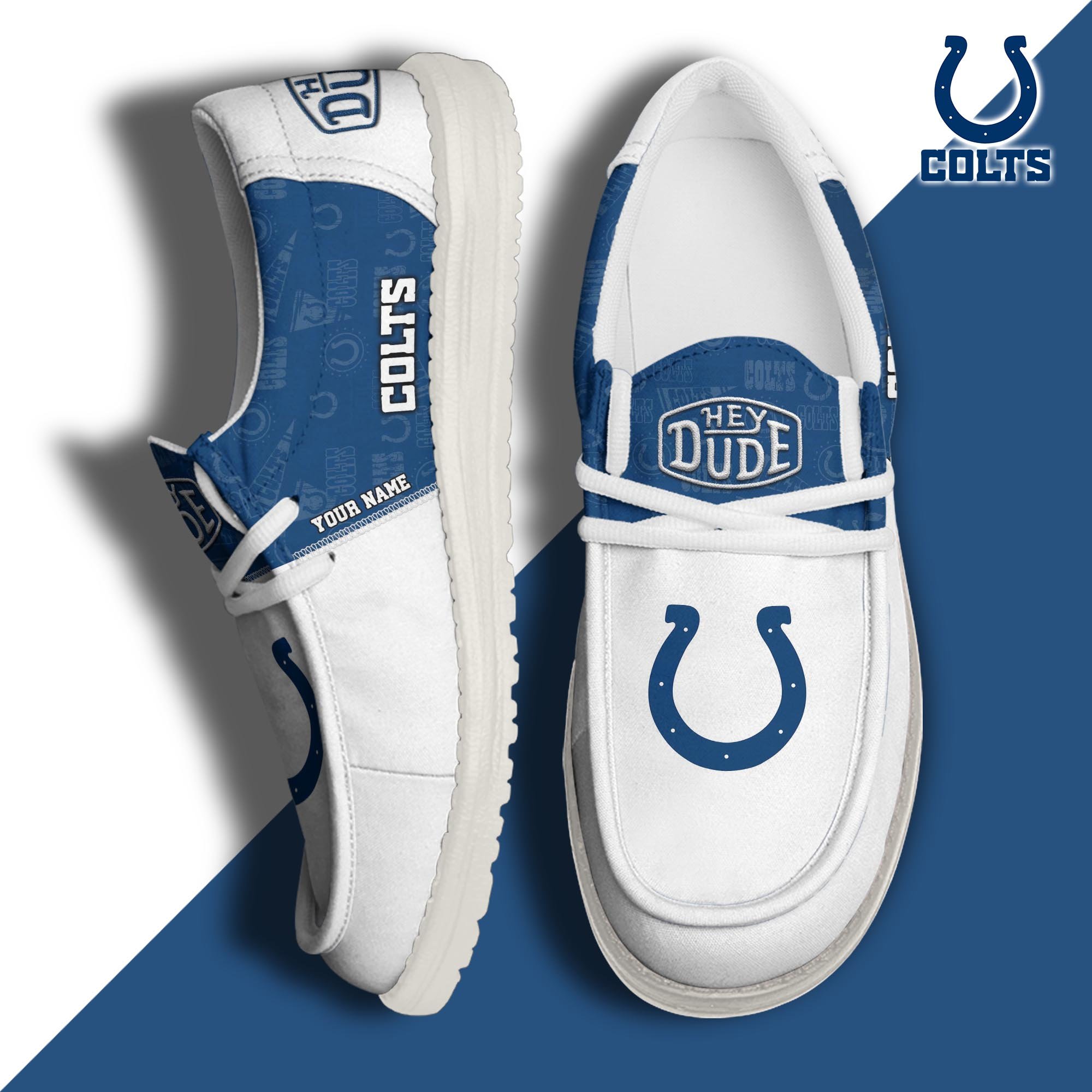 Indianapolis Colts Sport Hey Dude Canvas Loafer Shoes 2024 Version Custom Your Name, Football Shoes, Sport Team Shoes, Sport Gifts ETRG-61673