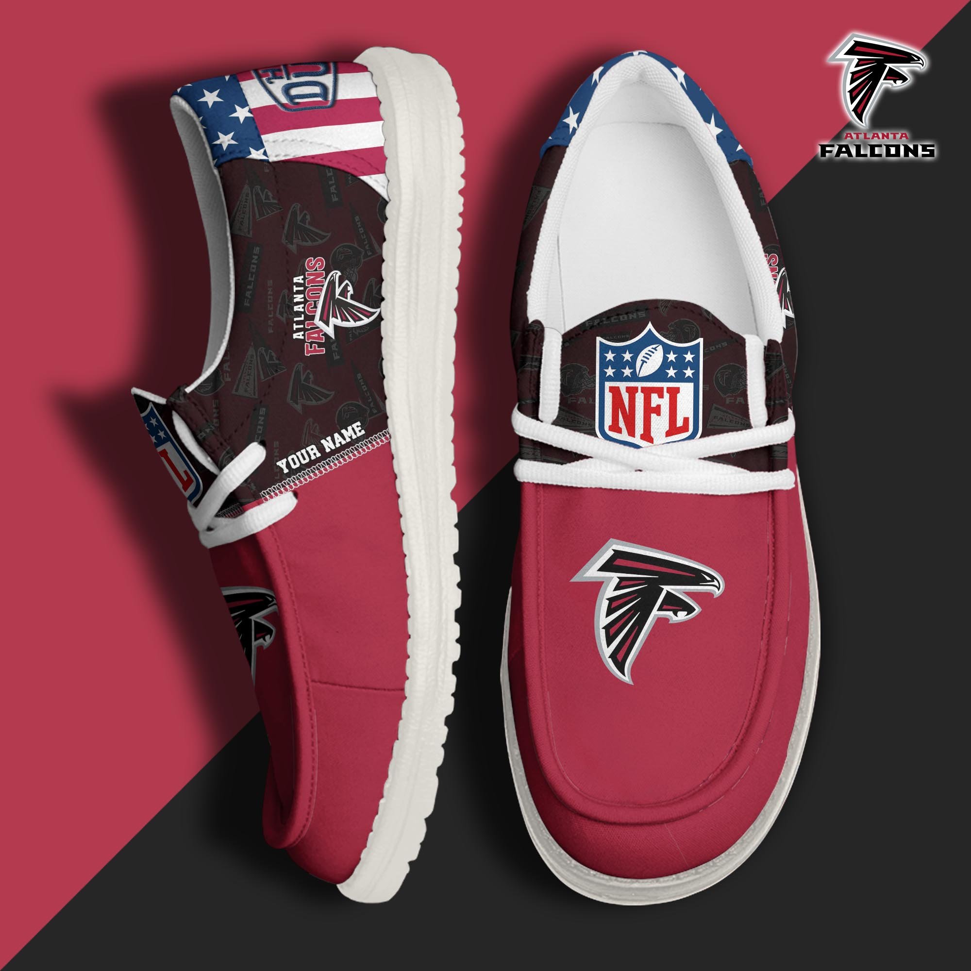 Atlanta Falcons Hey Dude Canvas Loafer Shoes 2024 Version Custom Your Name, Sport Shoes, Sport Gifts For Fans ETRG-61678