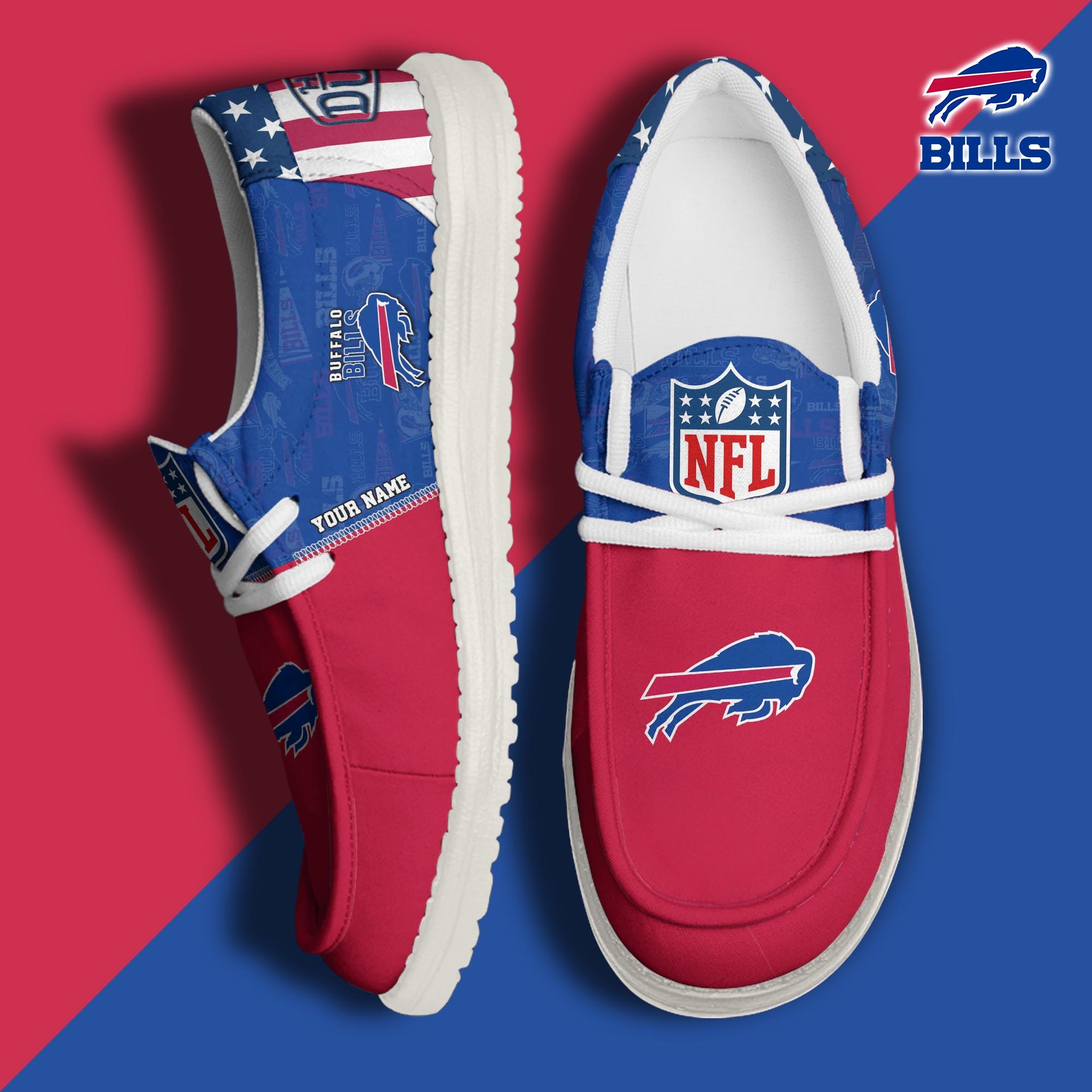 Buffalo Bills Hey Dude Canvas Loafer Shoes 2024 Version Custom Your Name, Sport Shoes, Sport Gifts For Fans ETRG-61678