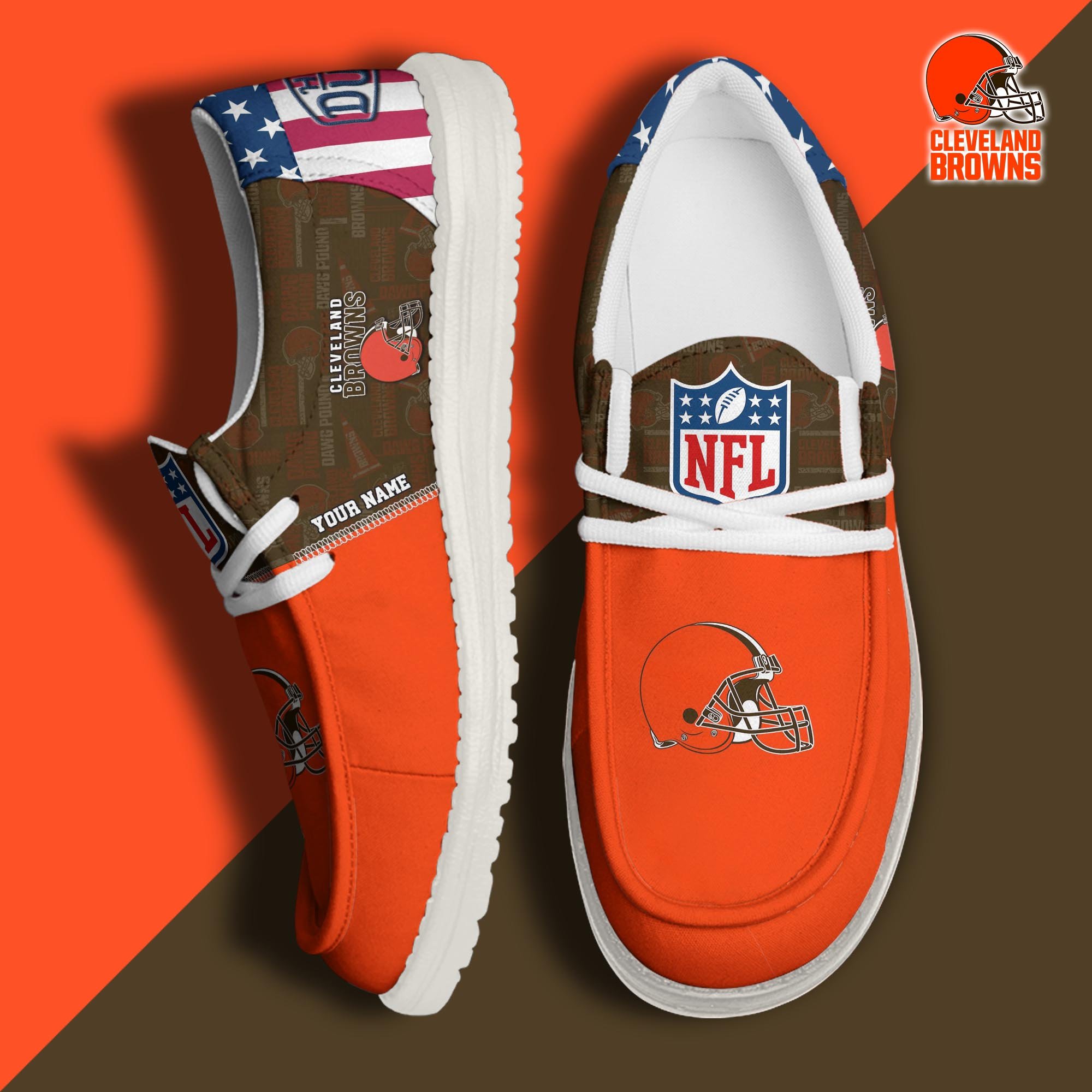 Cleveland Browns Hey Dude Canvas Loafer Shoes 2024 Version Custom Your Name, Sport Shoes, Sport Gifts For Fans ETRG-61678