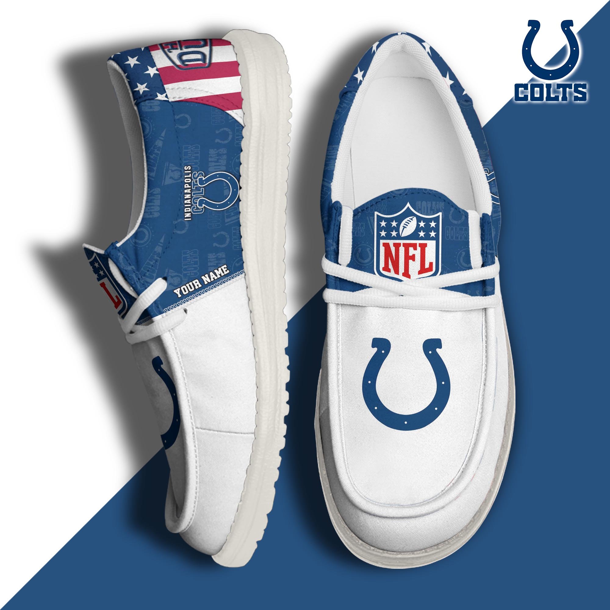 Indianapolis Colts Hey Dude Canvas Loafer Shoes 2024 Version Custom Your Name, Sport Shoes, Sport Gifts For Fans ETRG-61678