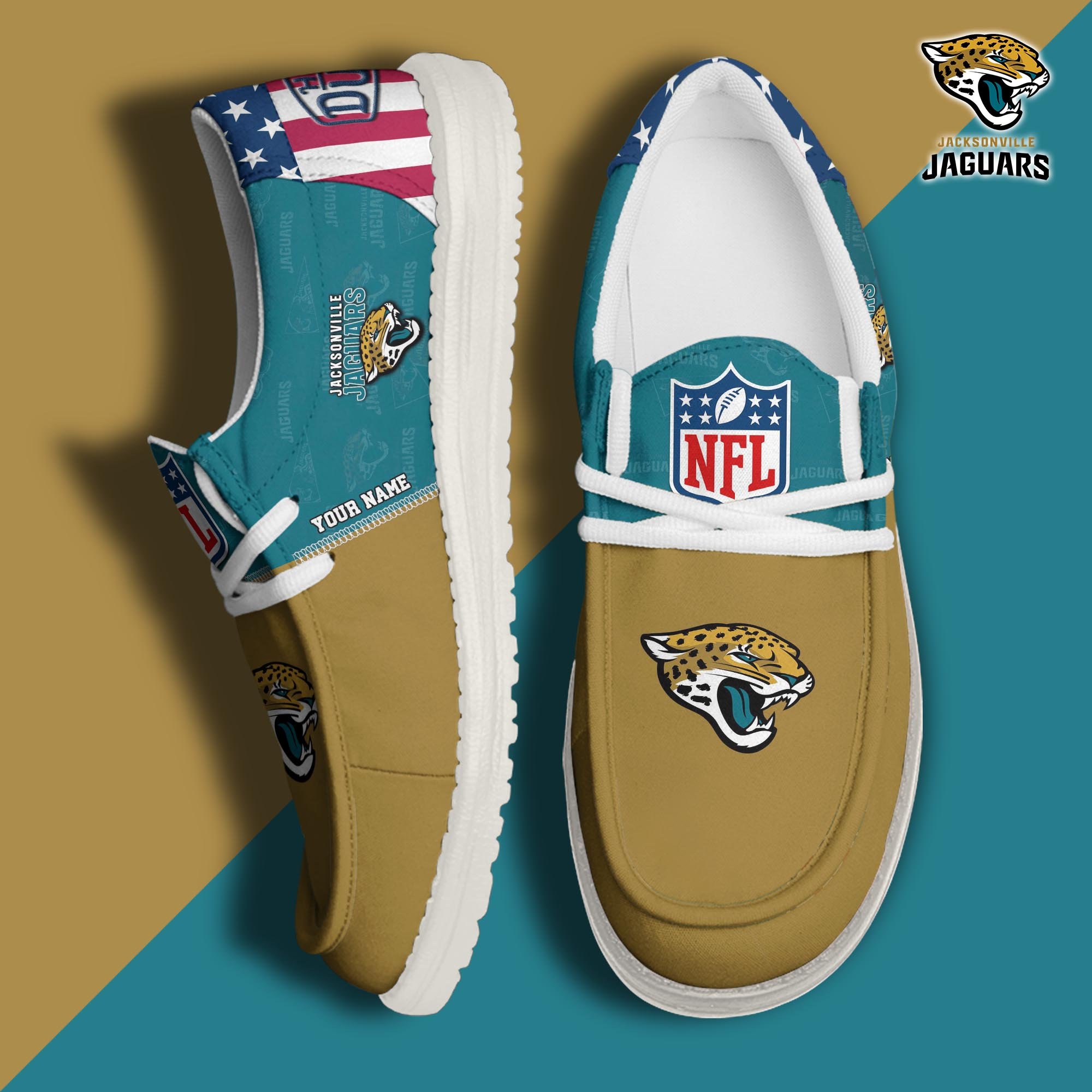 Jacksonville Jaguars Hey Dude Canvas Loafer Shoes 2024 Version Custom Your Name, Sport Shoes, Sport Gifts For Fans ETRG-61678