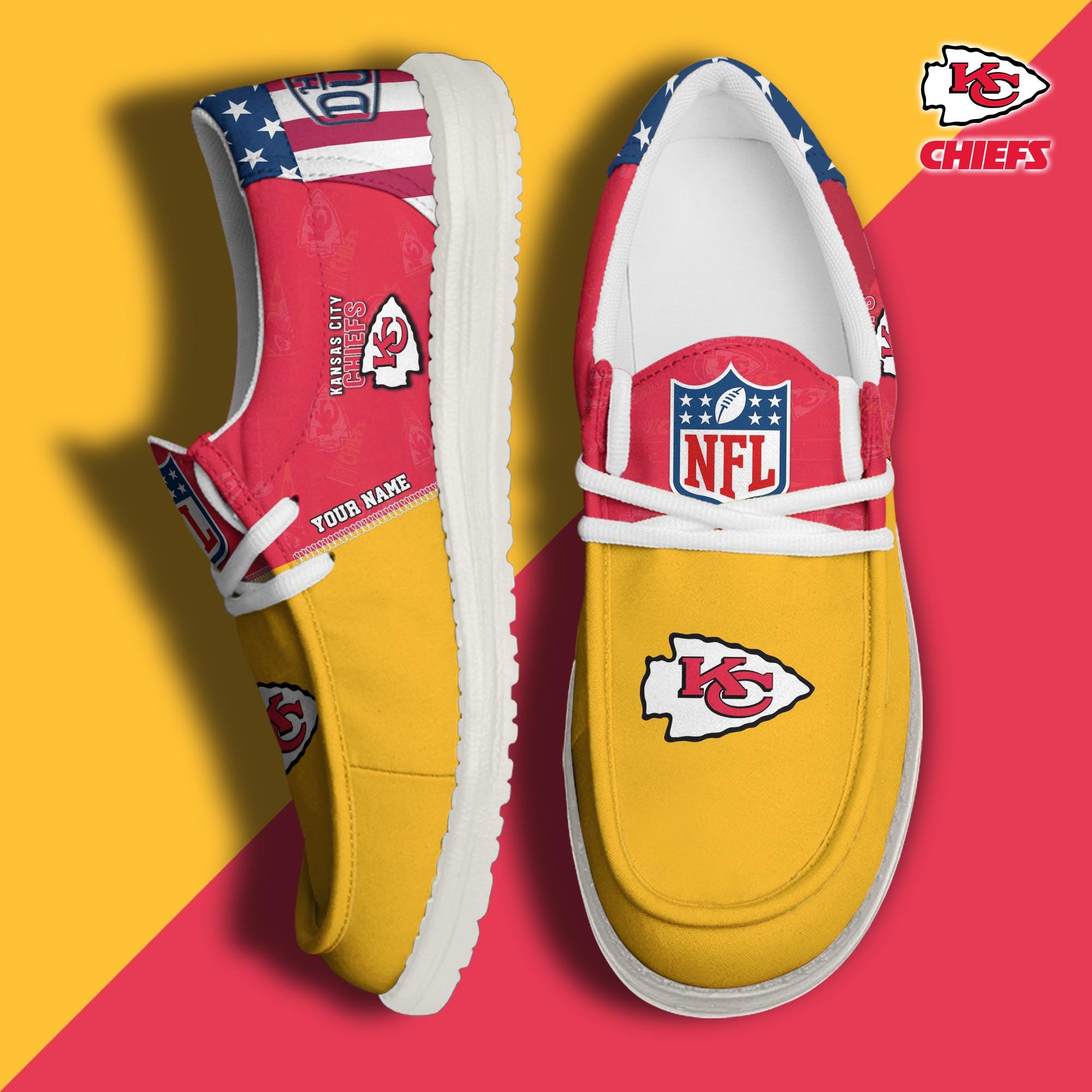 Kansas City Chiefs Hey Dude Canvas Loafer Shoes 2024 Version Custom Your Name, Sport Shoes, Sport Gifts For Fans ETRG-61678