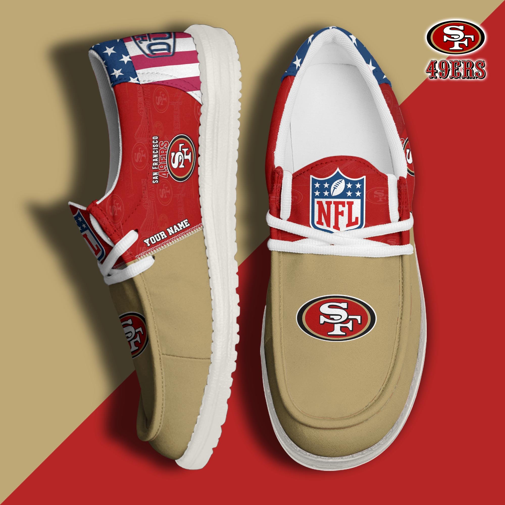 San Francisco 49ers Hey Dude Canvas Loafer Shoes 2024 Version Custom Your Name, Sport Shoes, Sport Gifts For Fans ETRG-61678