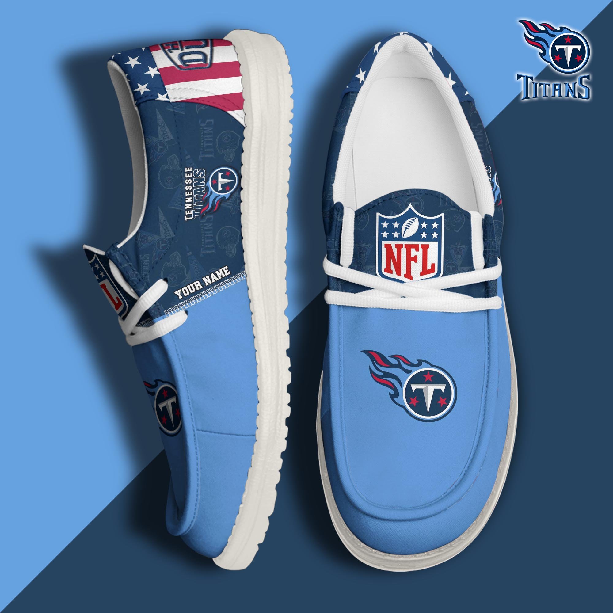 Tennessee Titans Hey Dude Canvas Loafer Shoes 2024 Version Custom Your Name, Sport Shoes, Sport Gifts For Fans ETRG-61678