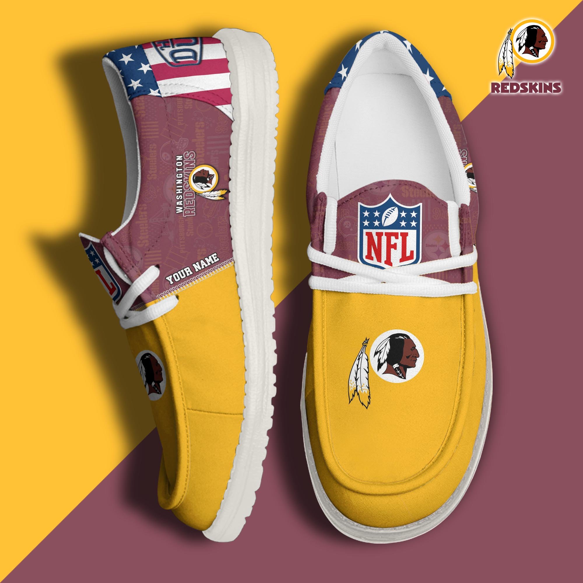 Washington Redskins Hey Dude Canvas Loafer Shoes 2024 Version Custom Your Name, Sport Shoes, Sport Gifts For Fans ETRG-61678