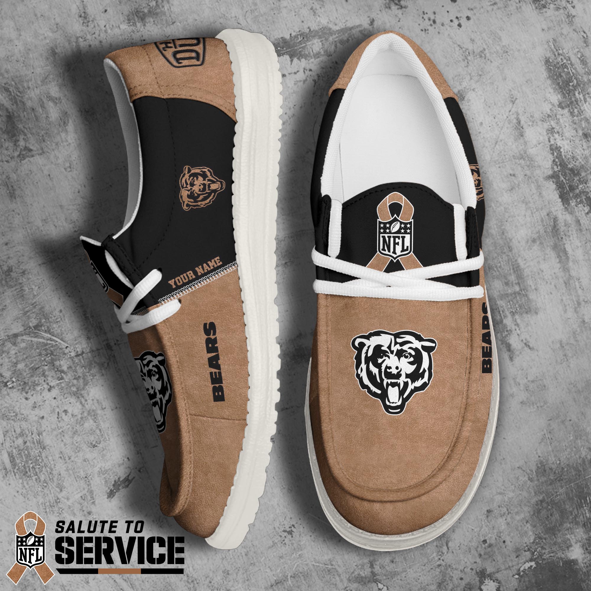 Chicago Bears Hey Dude Canvas Loafer Shoes 2024 Version Custom Your Name, Sport Team Shoes, Football Shoes, Sport Gifts For Lovers ETRG-61679