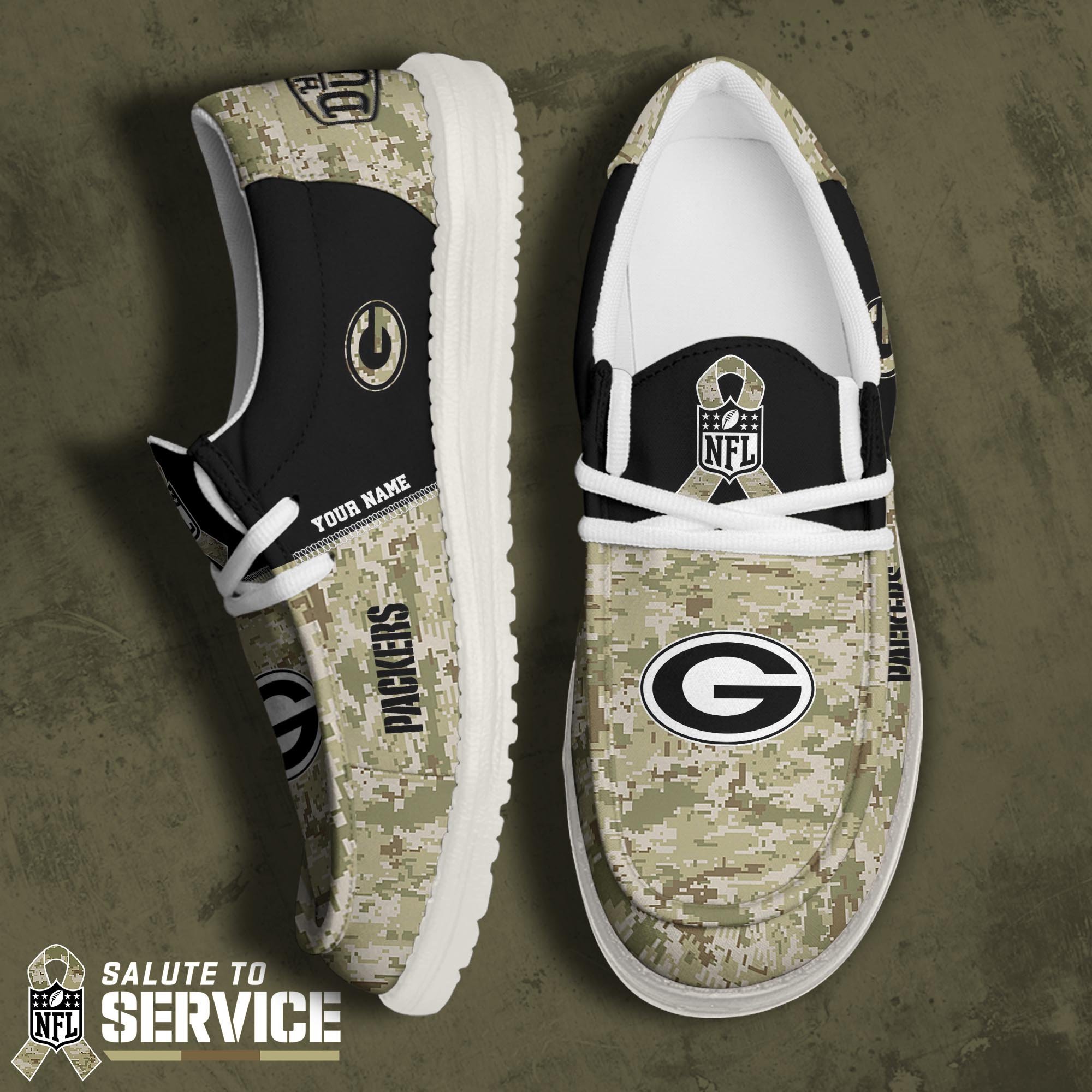 Green Bay Packers Hey Dude Canvas Loafer Shoes 2024 Version Custom Your Name, Sport Shoes, Sport Team Shoes, Sport Gifts For Fans ETRG-61680