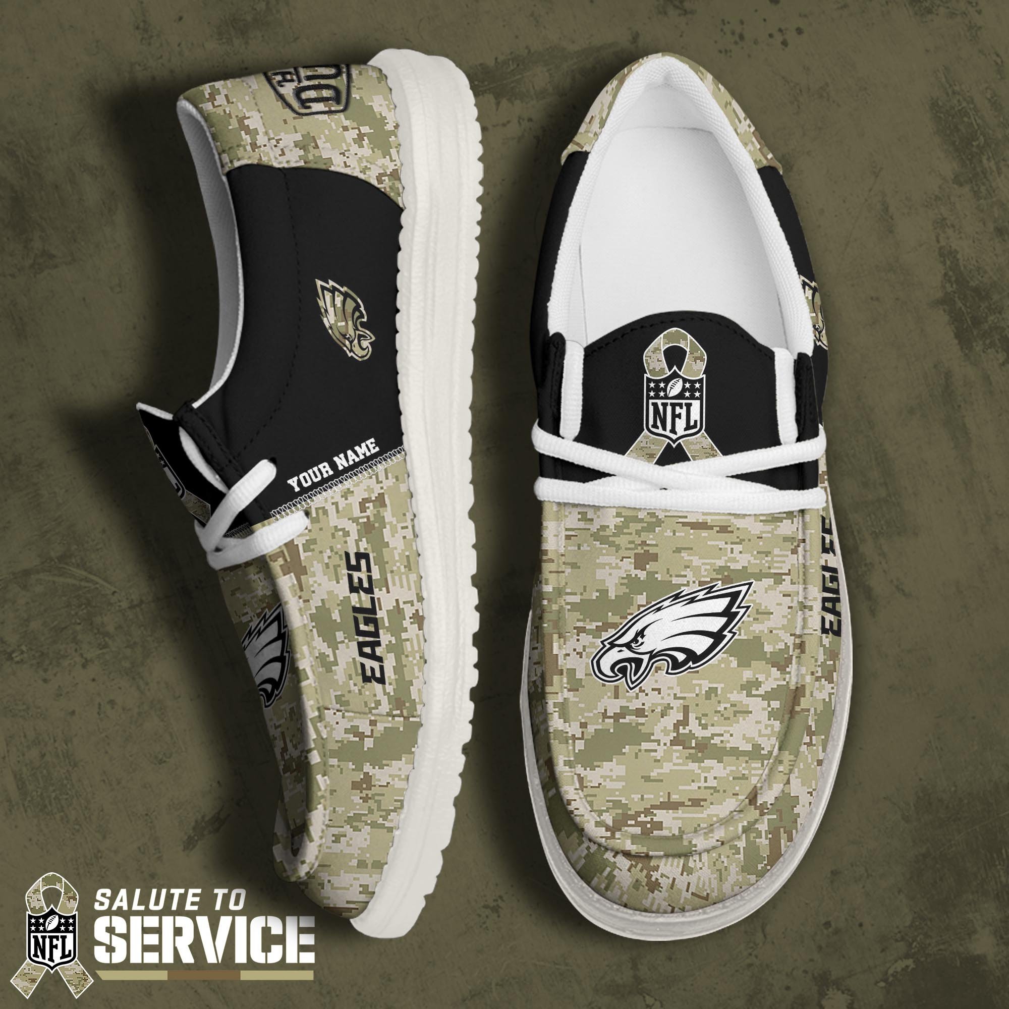 Philadelphia Eagles Hey Dude Canvas Loafer Shoes 2024 Version Custom Your Name, Sport Shoes, Sport Team Shoes, Sport Gifts For Fans ETRG-61680