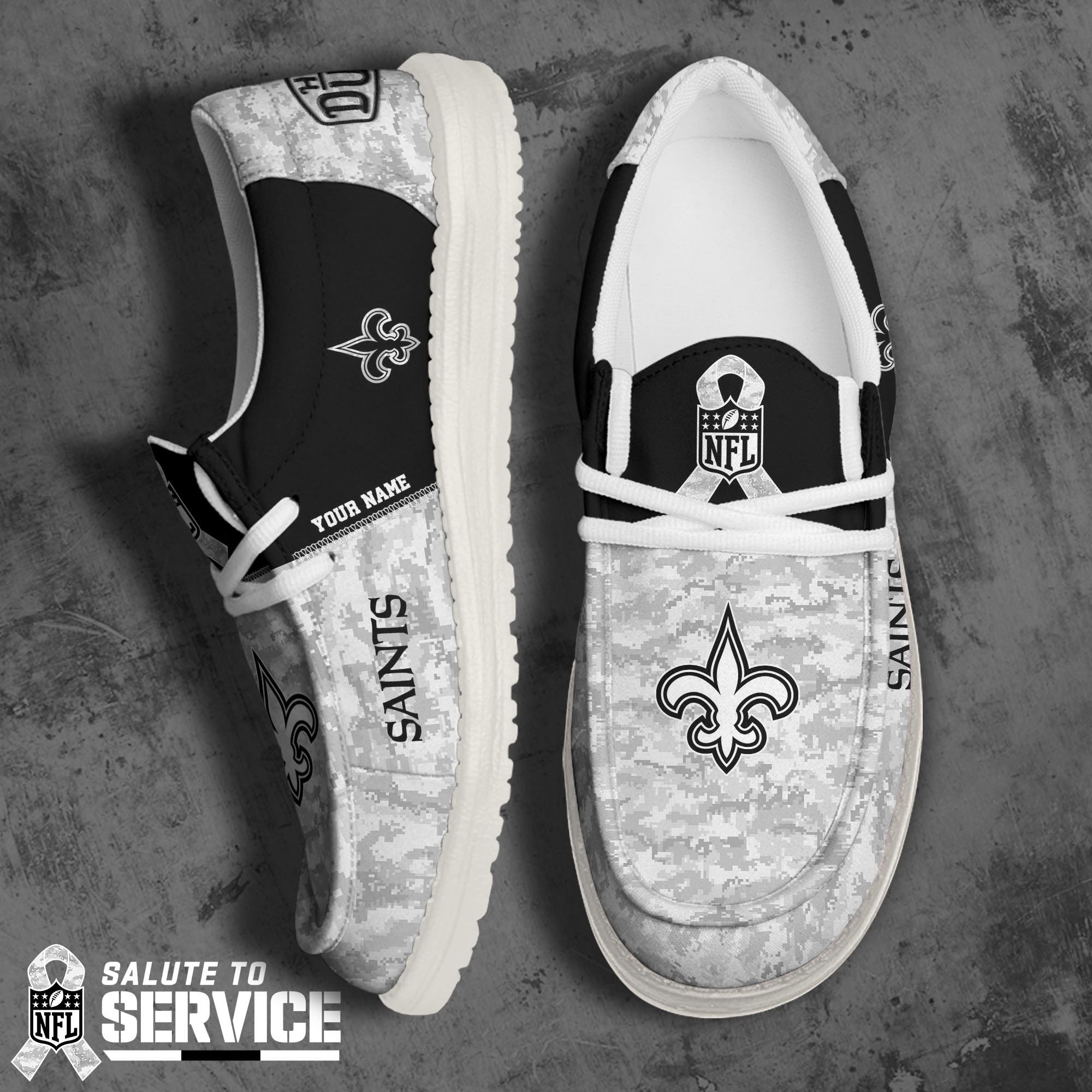 New Orleans Saints Hey Dude Canvas Loafer Shoes 2024 Version Custom Your Name, Football Shoes For Lovers, Sport Gifts ETRG-61681