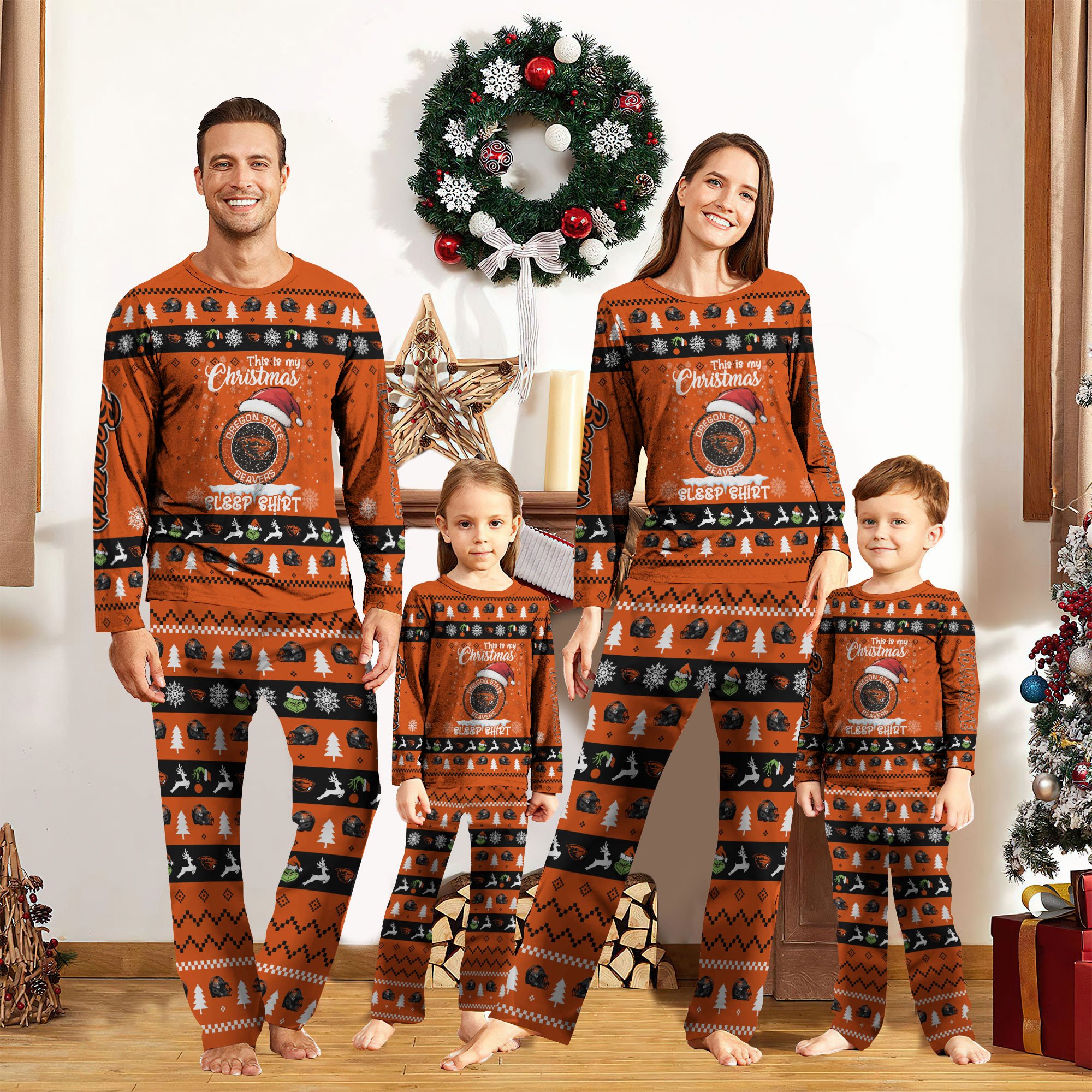 Oregon State Beavers Christmas Pajamas 2024 Version Custom Your Name, Family Pajamas Set, Sport Pajamas, Christmas Gifts For Kids, Gifts For Sport Lovers ETRG-62089