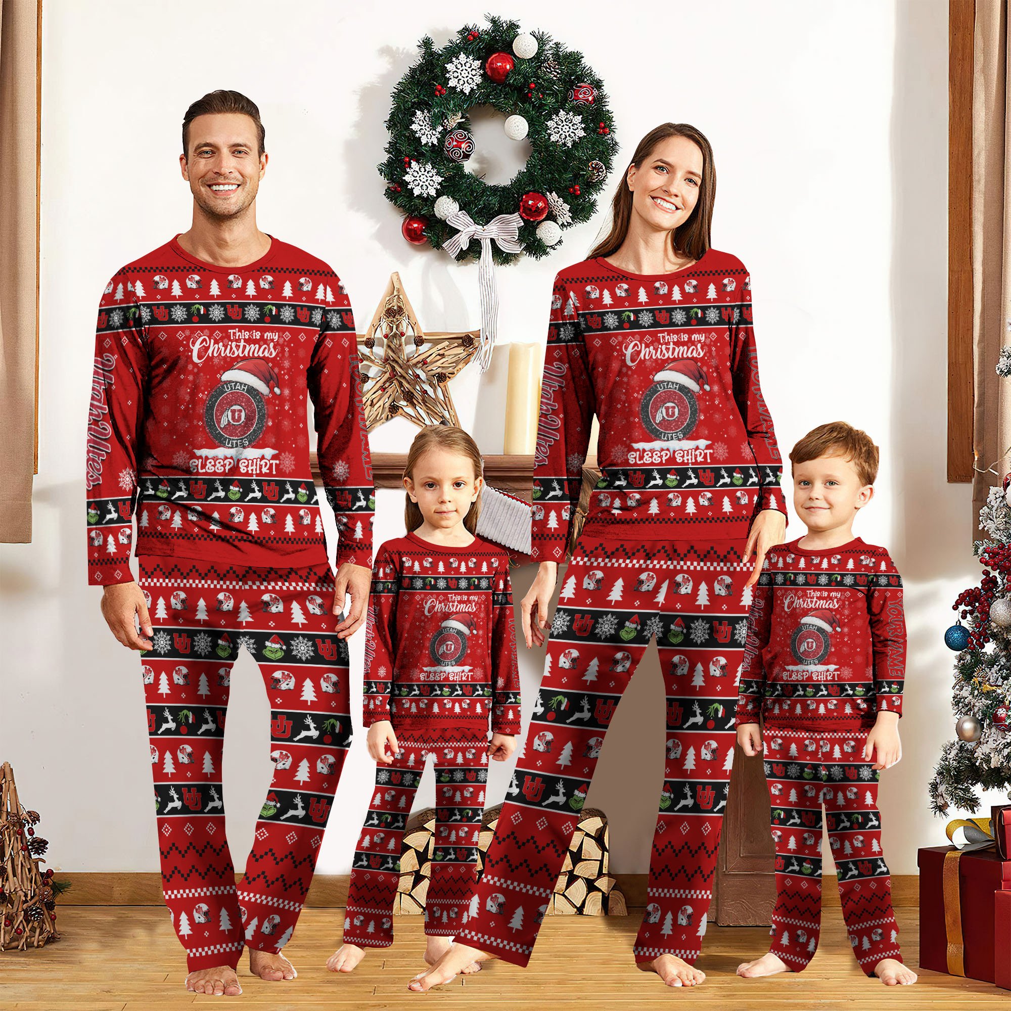 Utah Utes Christmas Pajamas 2024 Version Custom Your Name, Family Pajamas Set, Sport Pajamas, Christmas Gifts For Kids, Gifts For Sport Lovers ETRG-62089