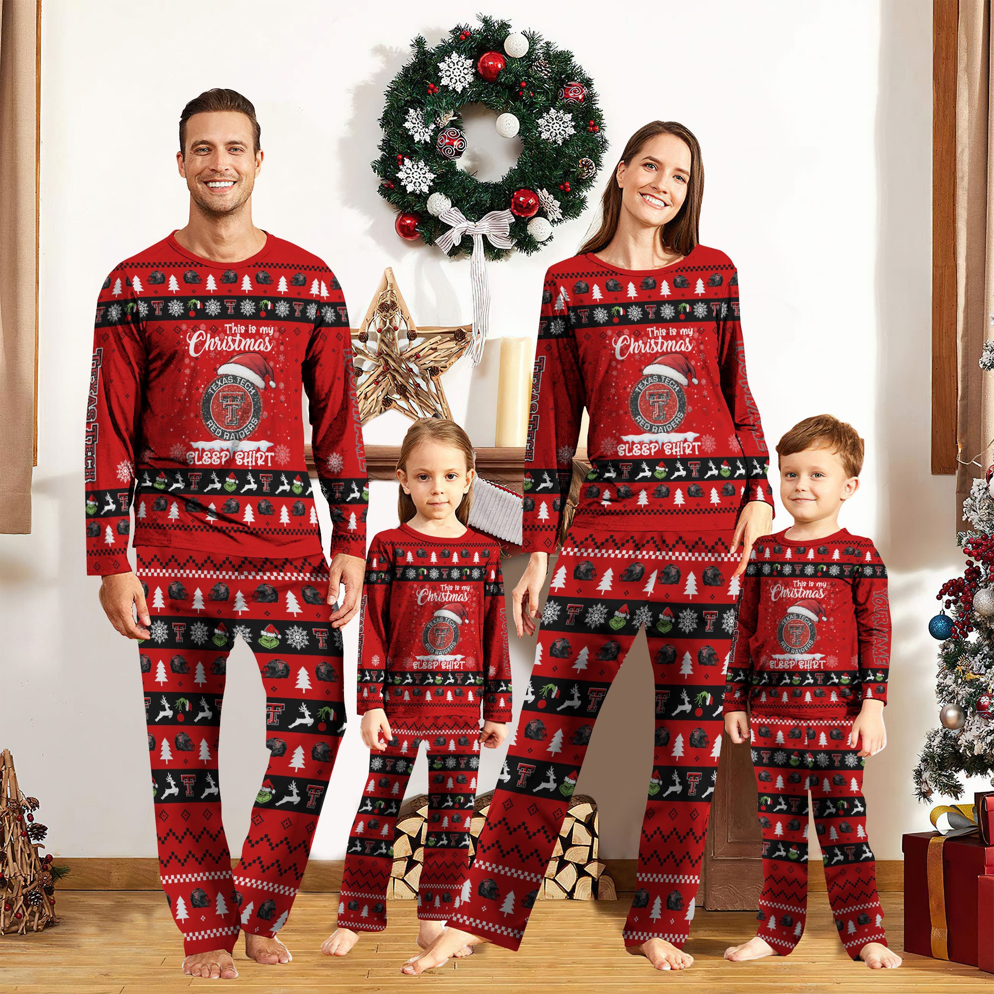 Texas Tech Red Raiders Christmas Pajamas 2024 Version Custom Your Name, Family Pajamas Set, Sport Pajamas, Christmas Gifts For Kids, Gifts For Sport Lovers ETRG-62089