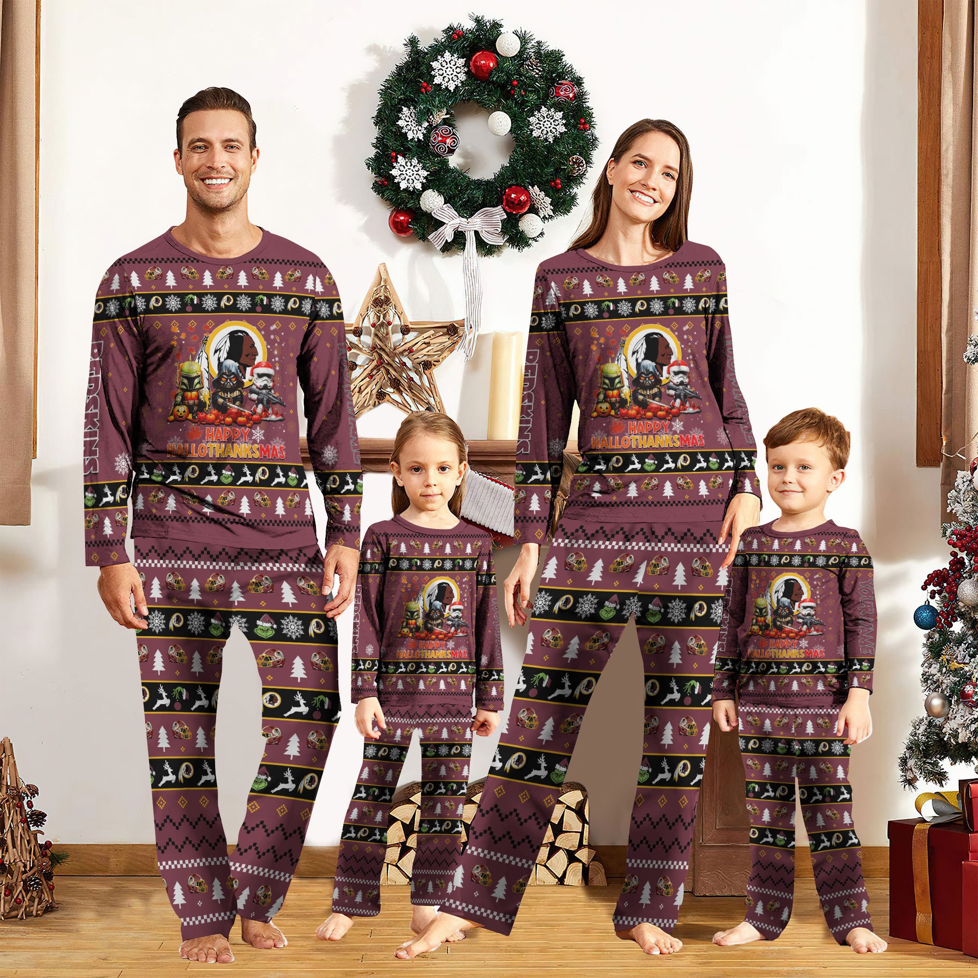 01 Washington Redskins Pajamas 2024 Version Custom Your Name, Happy HalloThanksMas, Sport Pajamas For Family, Christmas Pajamas, Gifts for Sport Lovers ETRG-61886