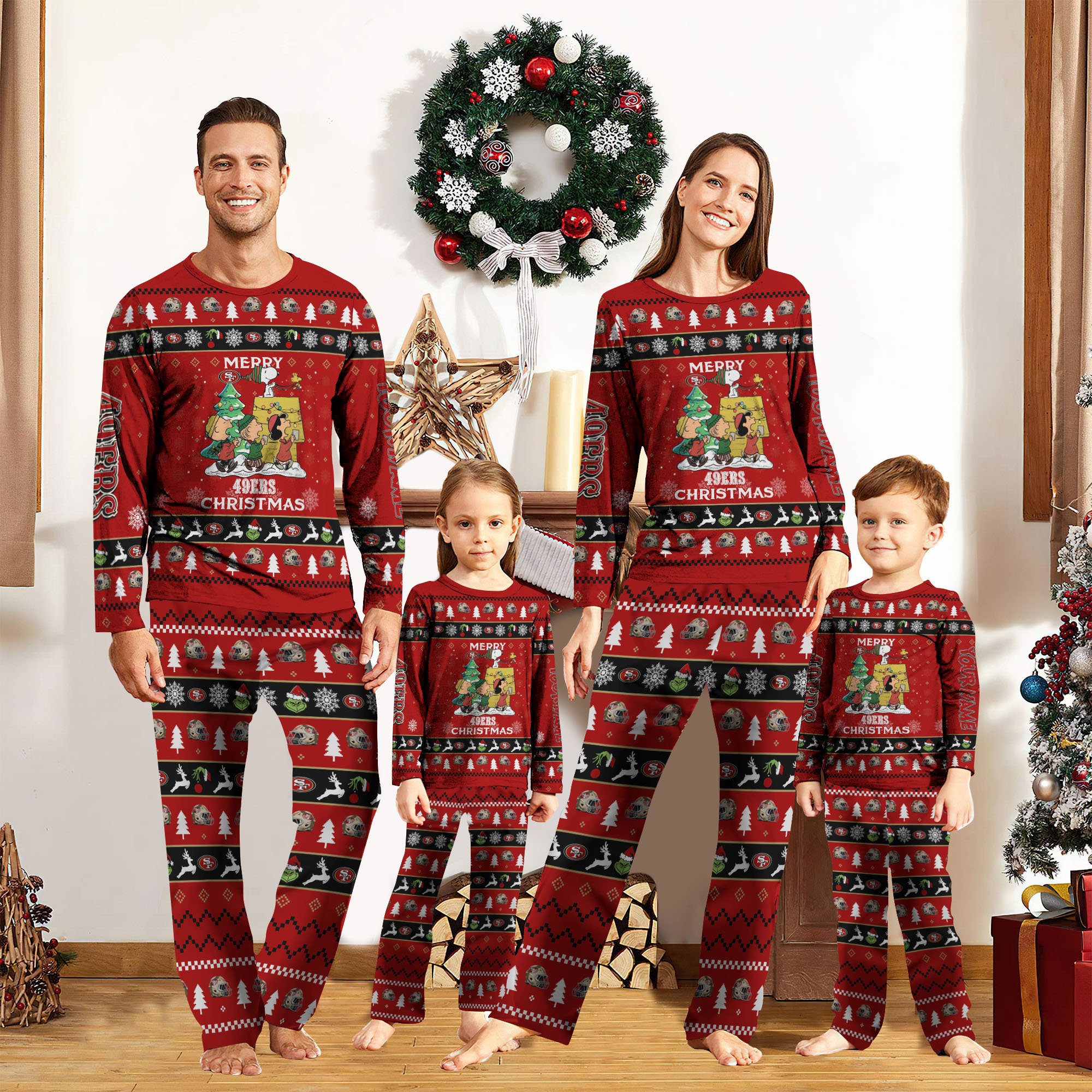 San Francisco 49ers Christmas Pajamas 2024 Version Custom Your Name, Sport Pajamas, Christmas Pajamas For Family, Gifts For Sport Lovers, Gifts For Kids ETRG-62073