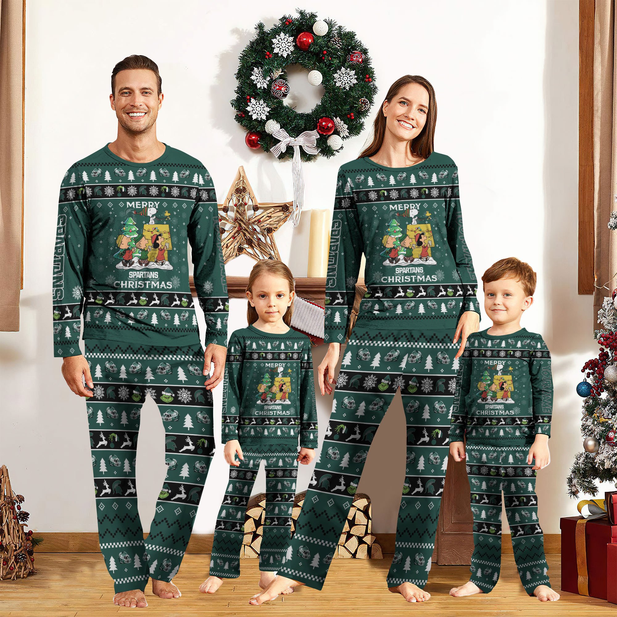 Michigan State Spartans Christmas Pajamas 2024 Version Custom Your Name, Sport Pajamas For Family, Gifts For Fans, Christmas Gifts For Kids ETRG-62156