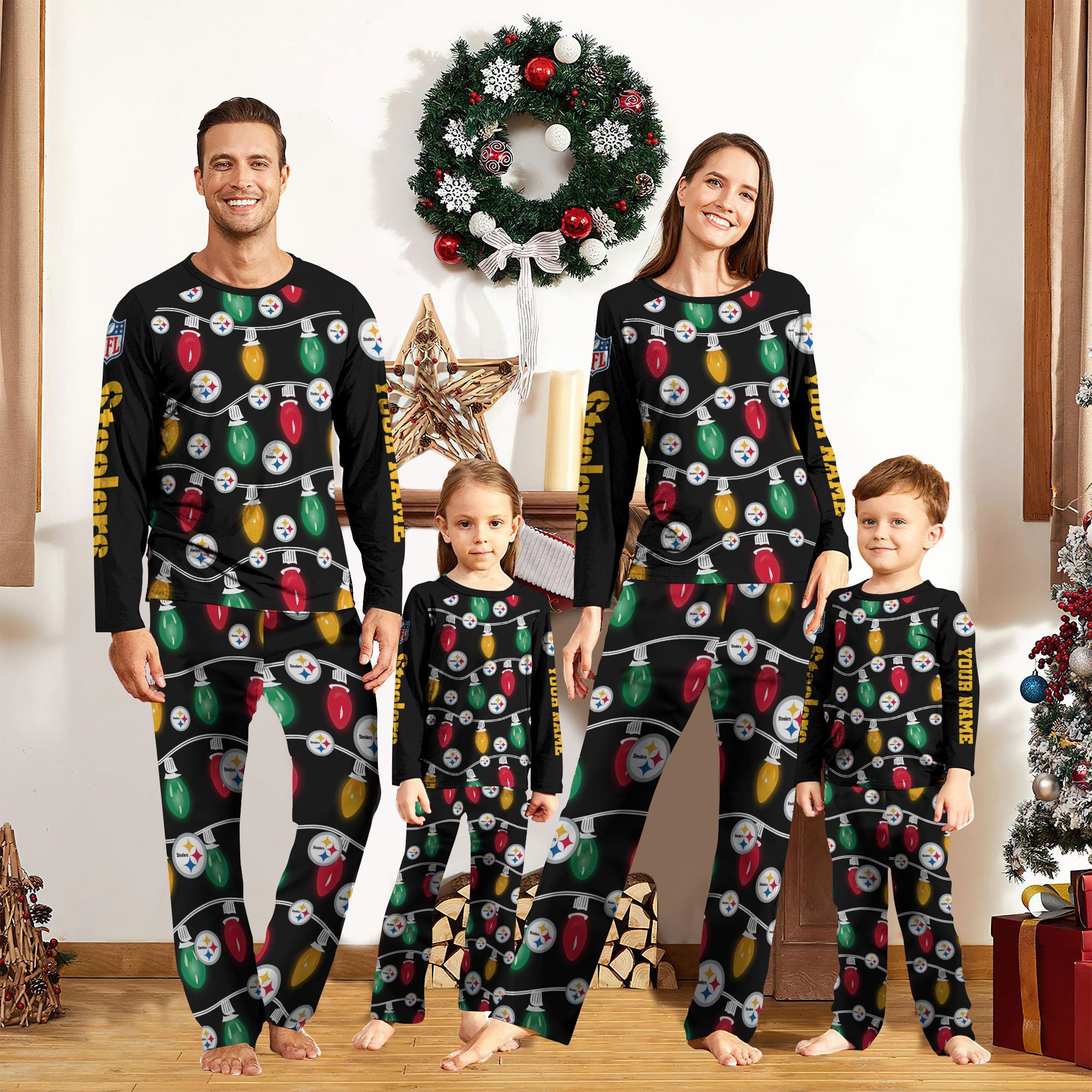 01 Pittsburgh Steelers Sport Pajamas 2024 Version Custom Your Name, Christmas Pajamas, Family Pajamas Set, Gifts For Sport Lovers, Gifts For Kids ETRG-62177