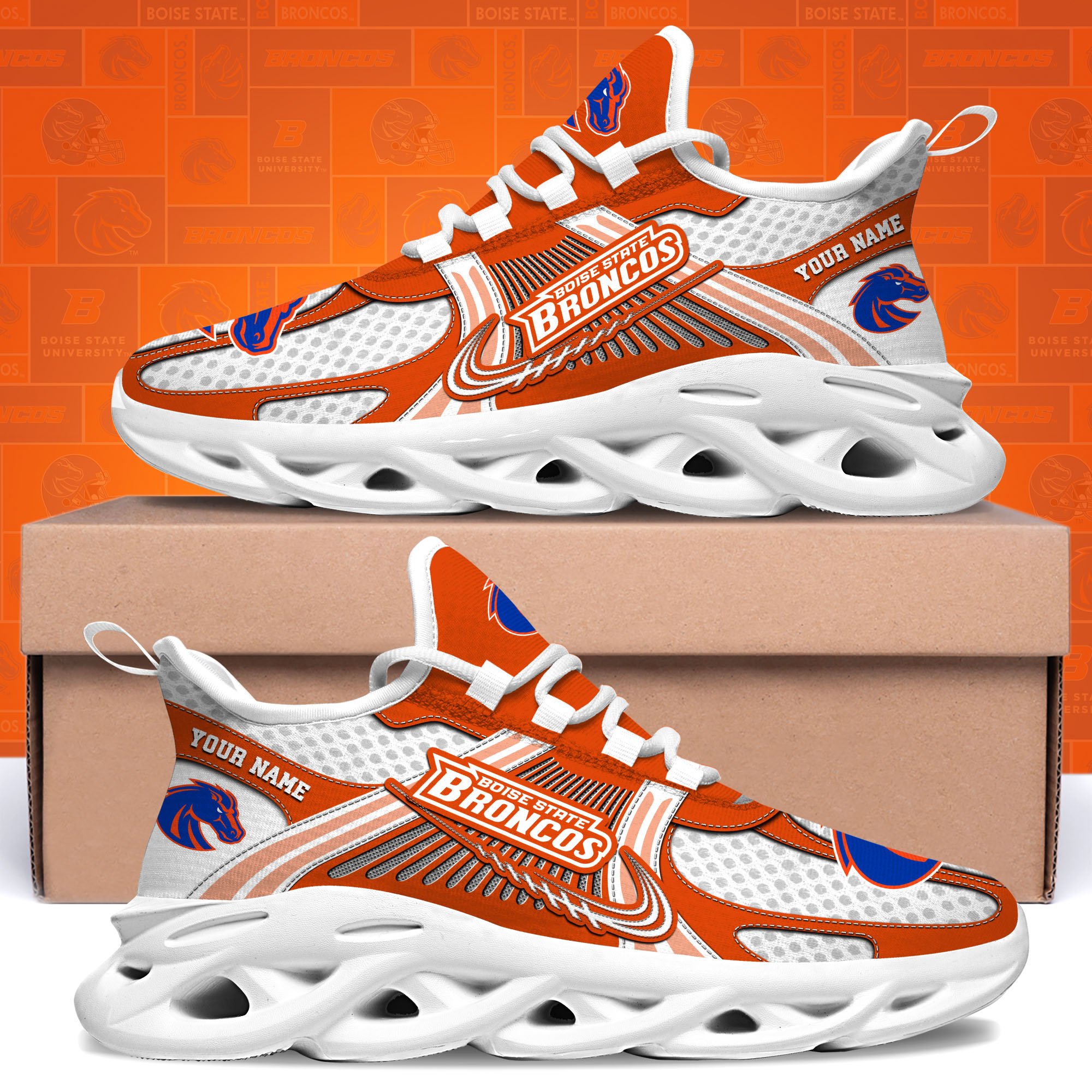 Boise State Broncos Clunky Sneakers Custom Your Name, Sport Sneakers, Sport Gifts For Fan, Gifts For Him ETRG-62343