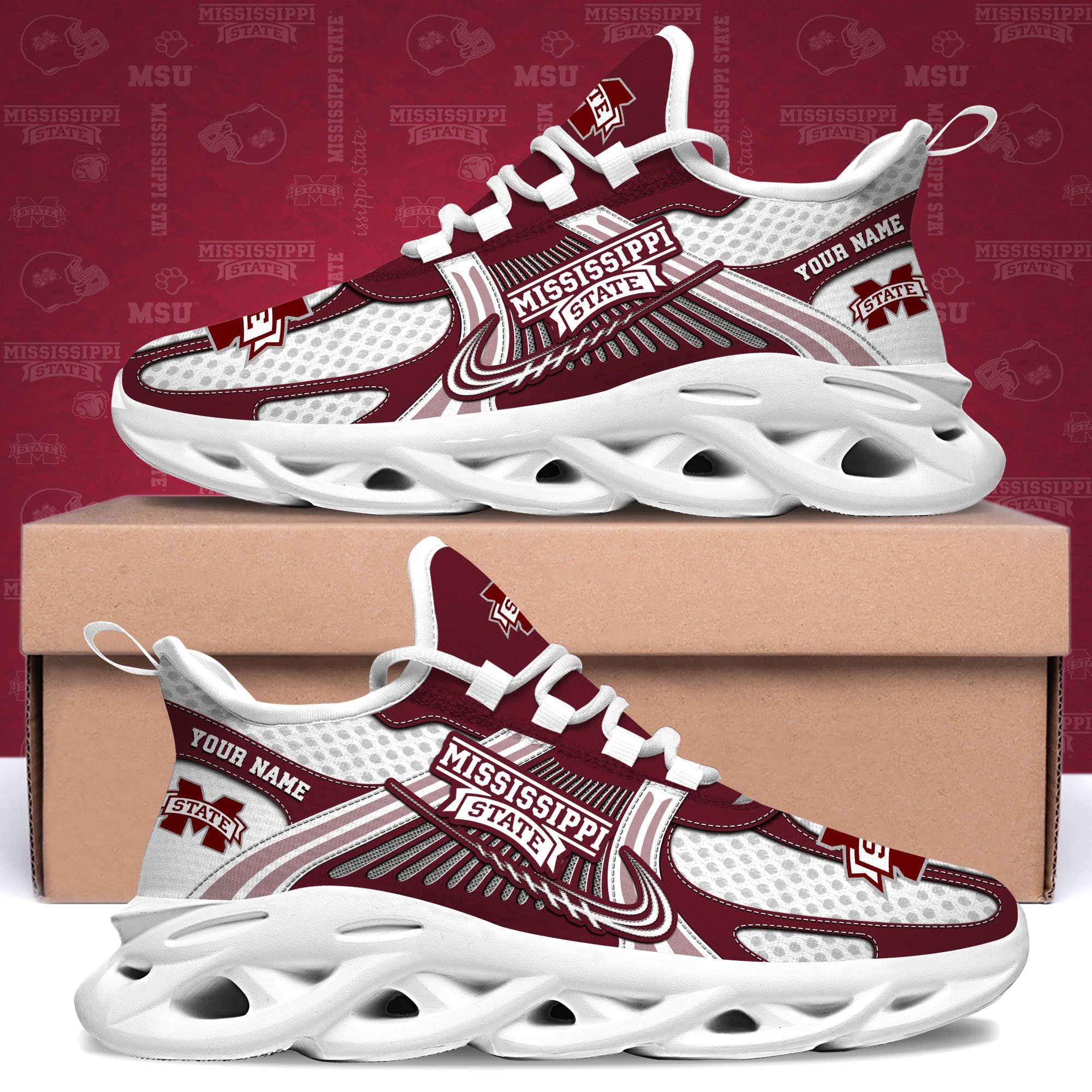 Mississippi State Bulldogs Clunky Sneakers Custom Your Name, Sport Sneakers, Sport Gifts For Fan, Gifts For Him ETRG-62343