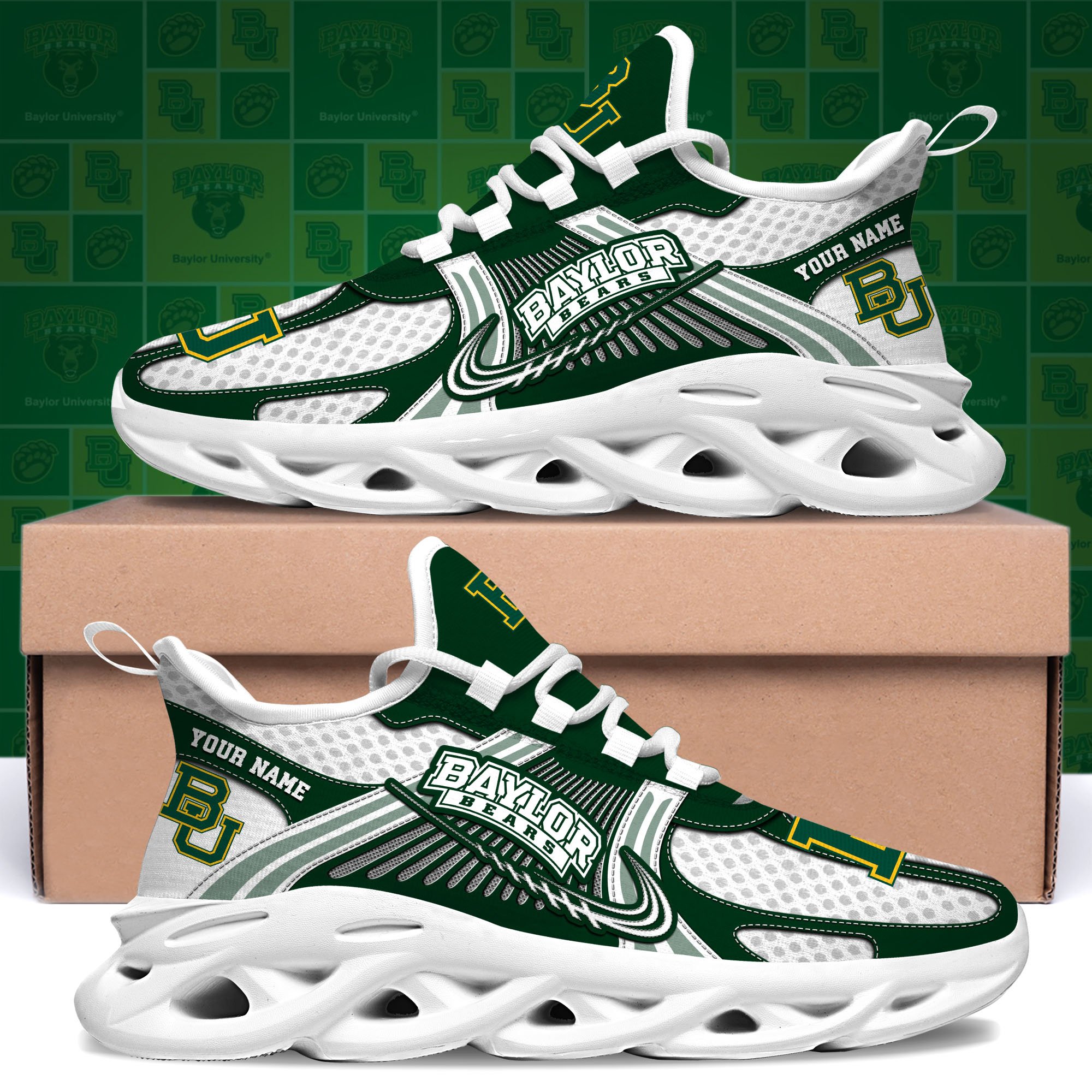 Baylor Bears Clunky Sneakers Custom Your Name, Sport Sneakers, Sport Gifts For Fan, Gifts For Him ETRG-62343