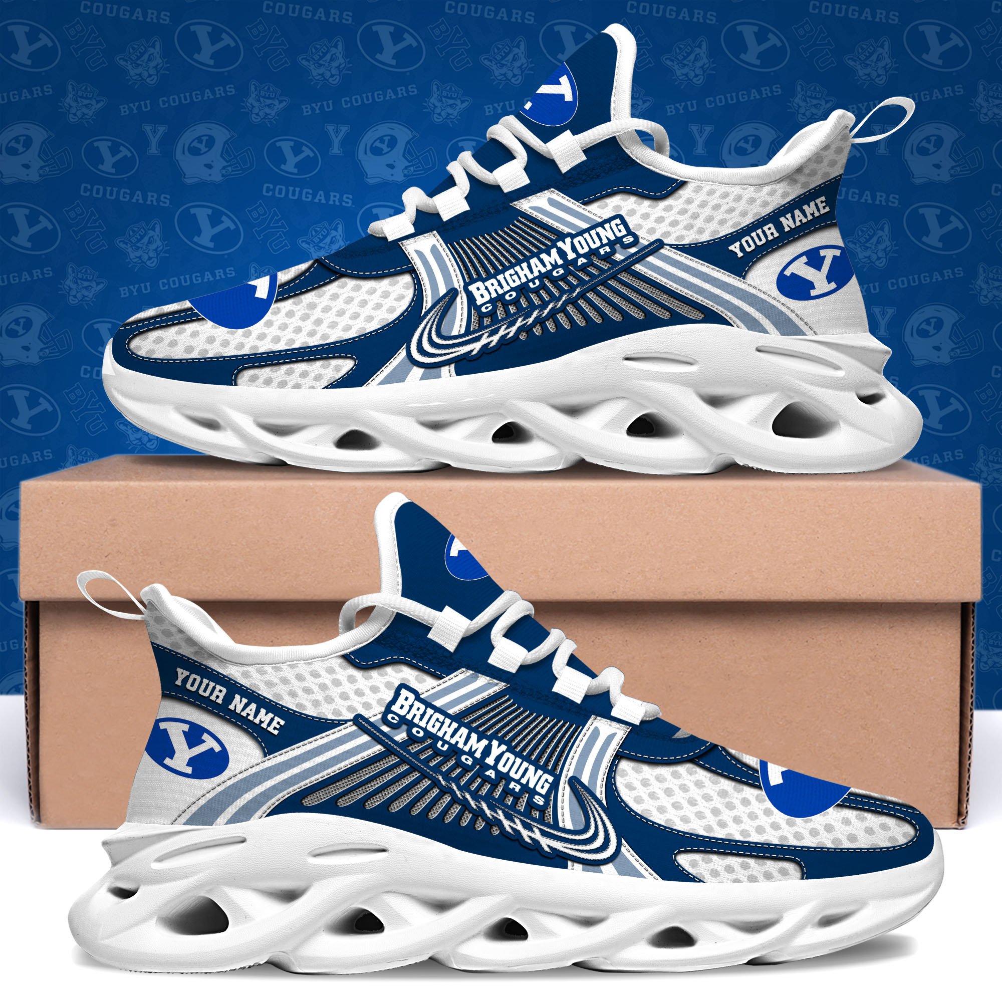 BYU Cougars Clunky Sneakers Custom Your Name, Sport Sneakers, Sport Gifts For Fan, Gifts For Him ETRG-62343