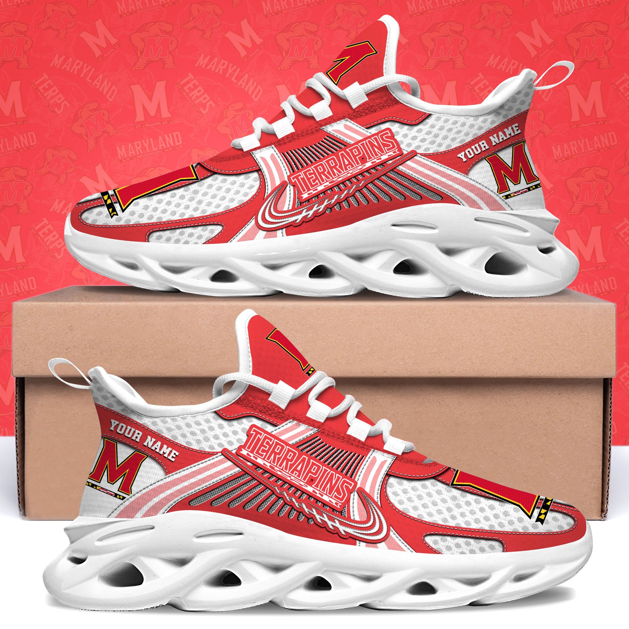 Maryland Terrapins Clunky Sneakers Custom Your Name, Sport Sneakers, Sport Gifts For Fan, Gifts For Him ETRG-62343