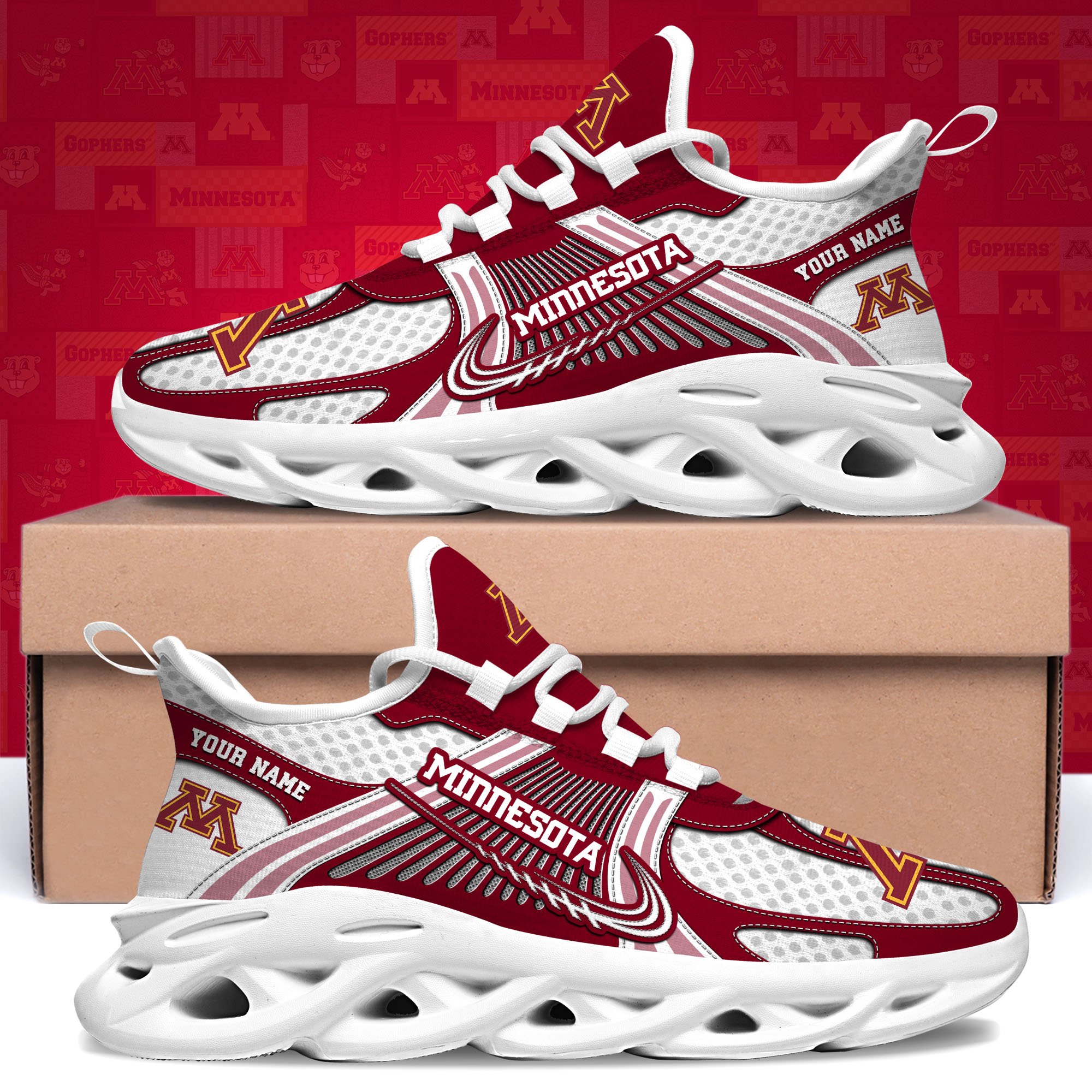 Minnesota Golden Gophers Clunky Sneakers Custom Your Name, Sport Sneakers, Sport Gifts For Fan, Gifts For Him ETRG-62343