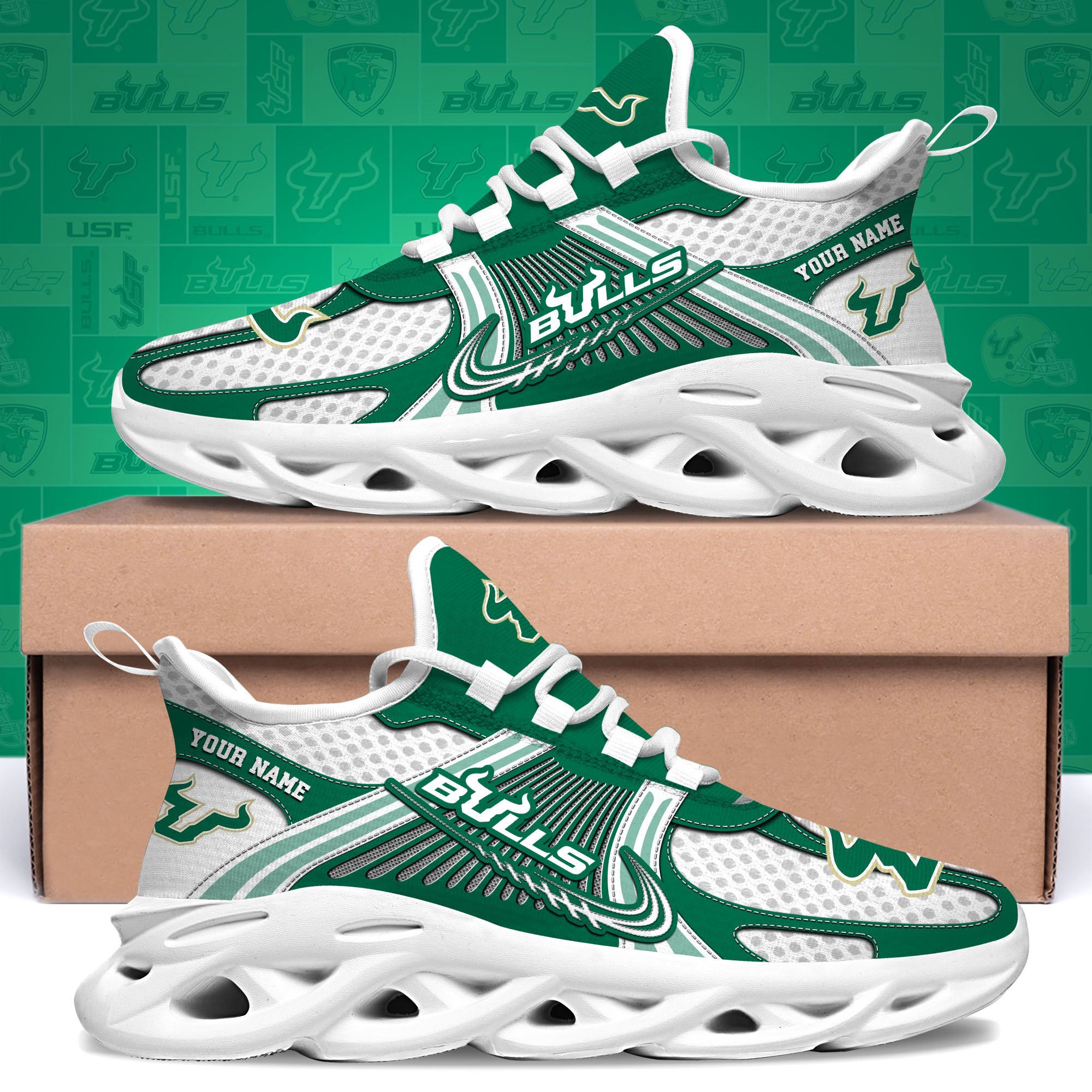 South Florida Bulls Clunky Sneakers Custom Your Name, Sport Sneakers, Sport Gifts For Fan, Gifts For Him ETRG-62343