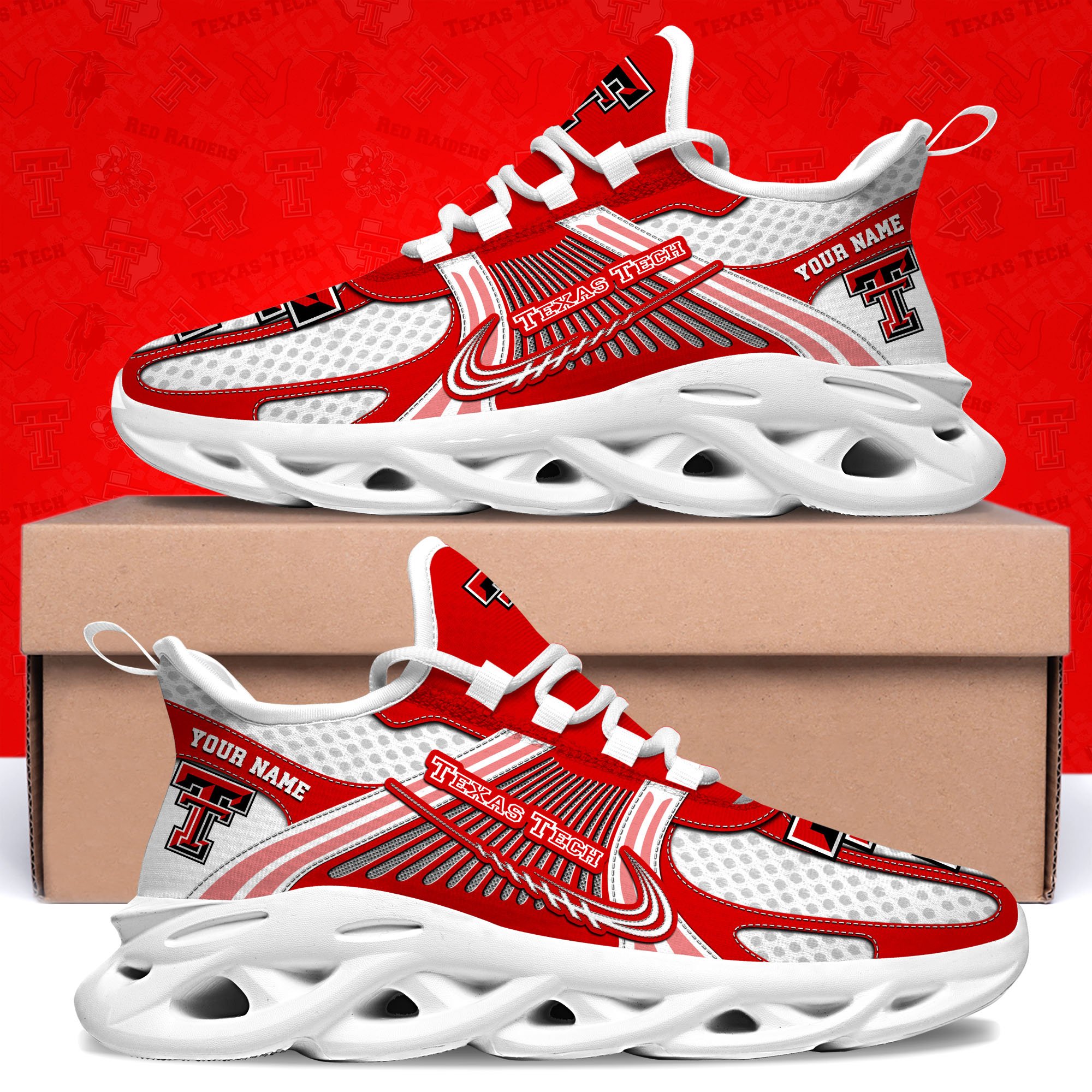 Texas Tech Red Raiders Clunky Sneakers Custom Your Name, Sport Sneakers, Sport Gifts For Fan, Gifts For Him ETRG-62343