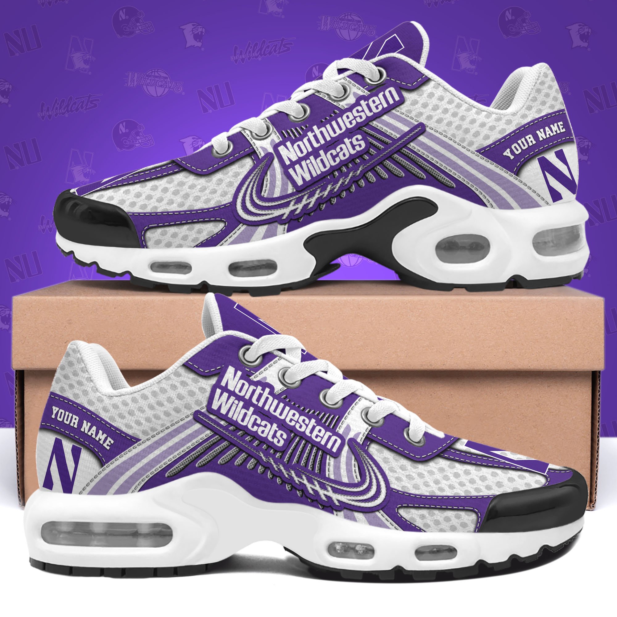 Northwestern Wildcats TN Shoes Custom Your Name, Sport Shoes, Gifts For Fans, Sport Gifts For Him ETRG-62360