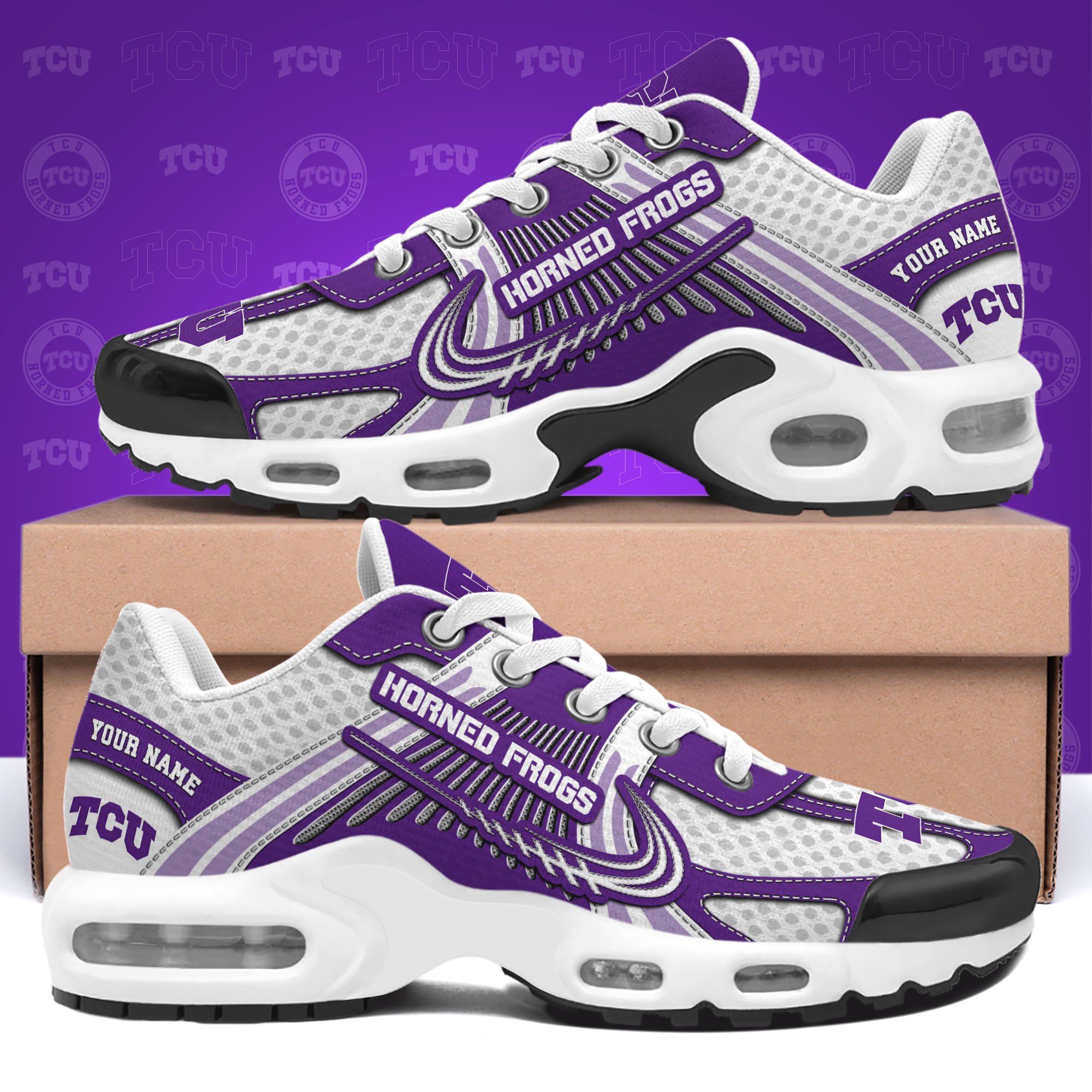 TCU Horned Frogs TN Shoes Custom Your Name, Sport Shoes, Gifts For Fans, Sport Gifts For Him ETRG-62360