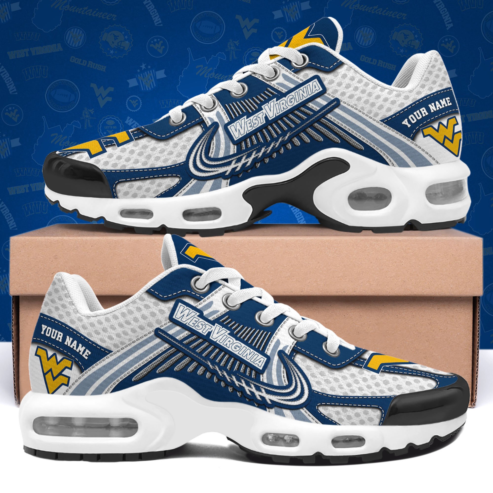 West Virginia Mountaineers TN Shoes Custom Your Name, Sport Shoes, Gifts For Fans, Sport Gifts For Him ETRG-62360