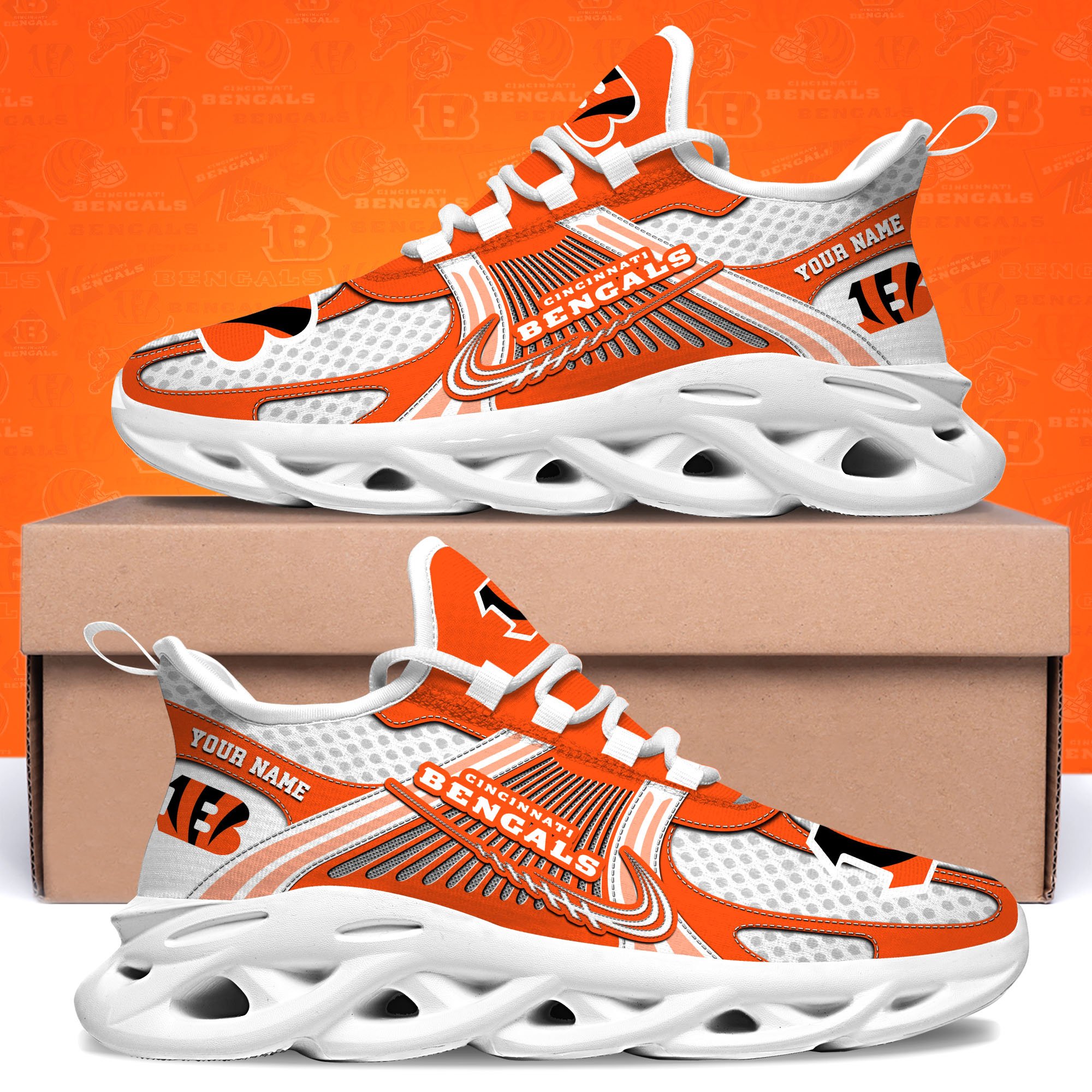 Cincinnati Bengals Clunky Sneakers Custom Your Name, Sport Sneakers For Fans, Gifts For Sport Lovers, Gift For Dad ETRG-62453