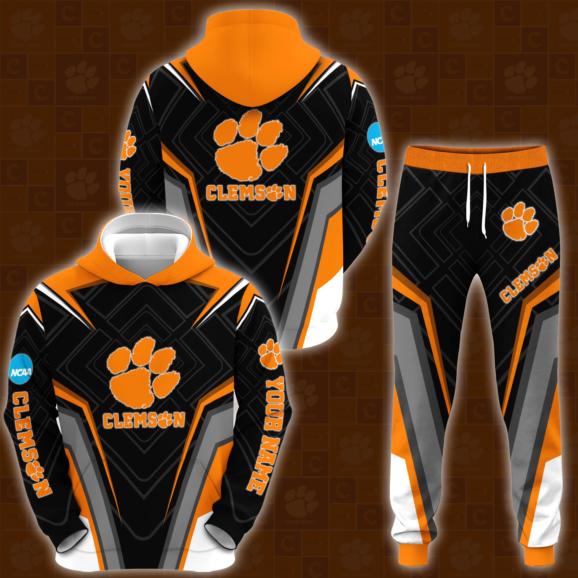 Clemson Tigers Hoodie And Sweatpants 2024 Version Custom Your Name, Hoodie And Sweatpants For Sport Lovers, Gifts For Fans, Sport Gifts ETRG-62556